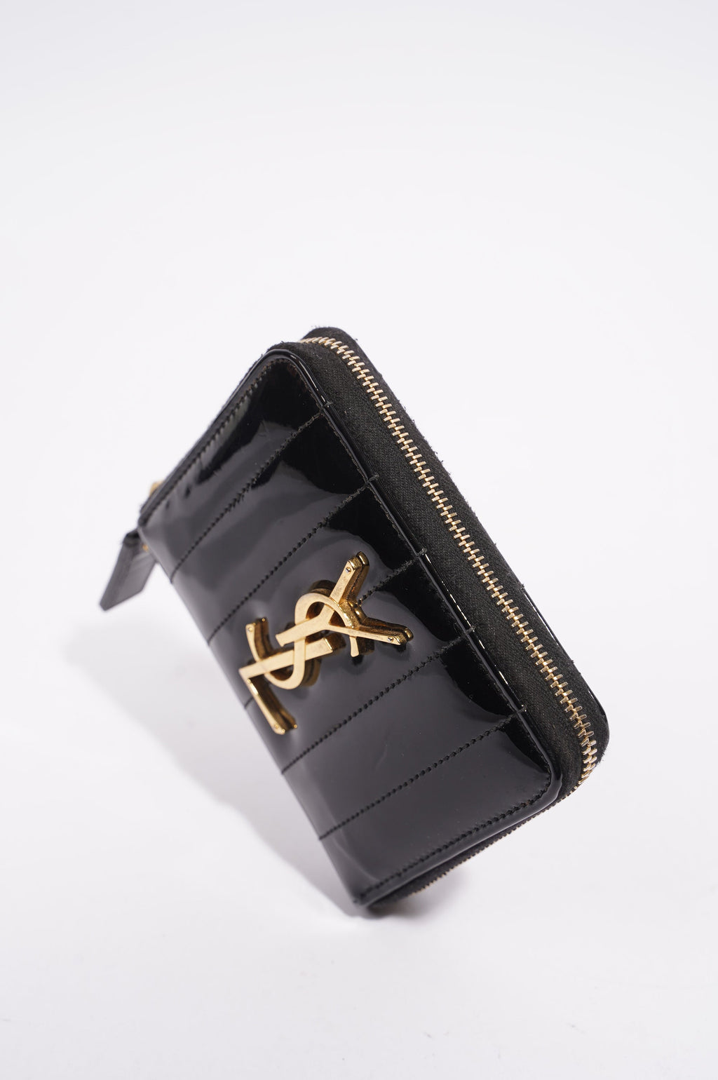 Saint Laurent Womens Zip Purse Patent Black