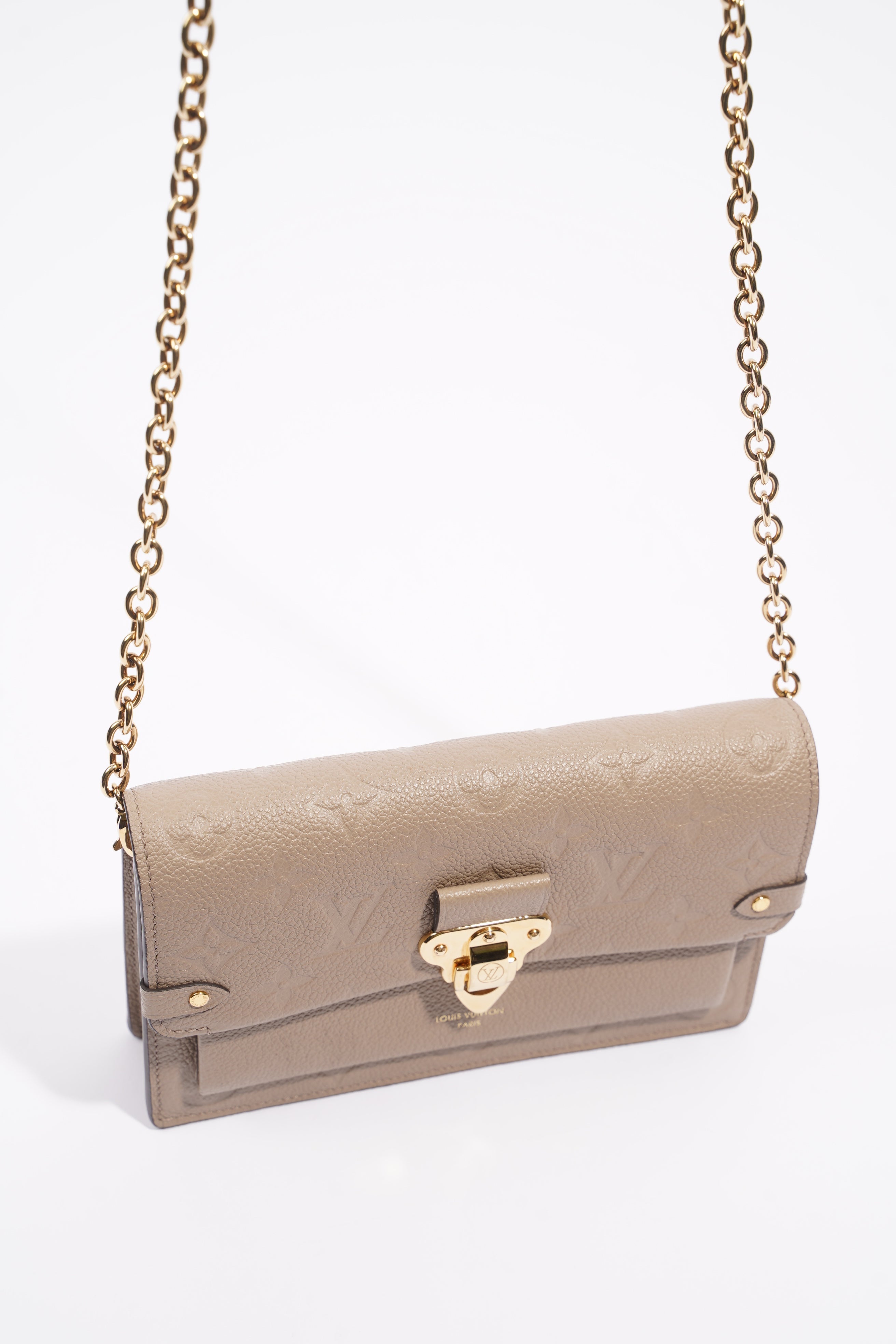 Louis Vuitton Womens Vavin Chain Wallet Beige Empreinte Leather