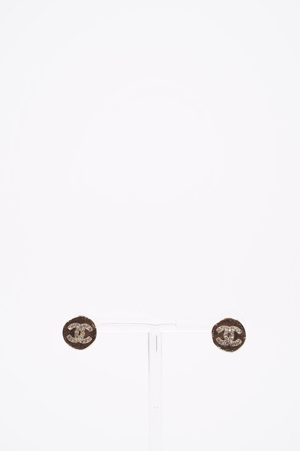 Chanel Womens Button Earrings Gold