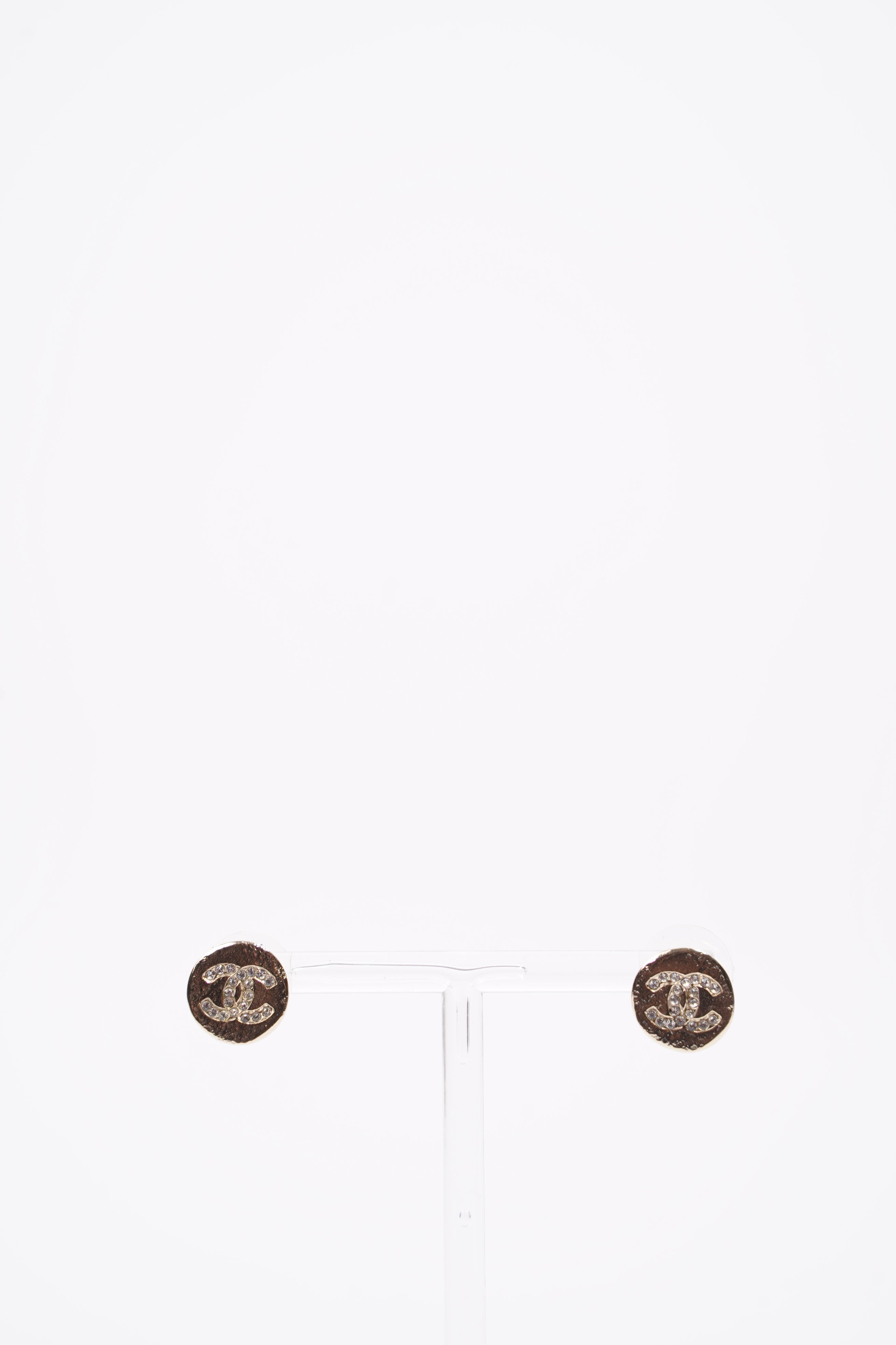 Chanel Womens Button Earrings Gold