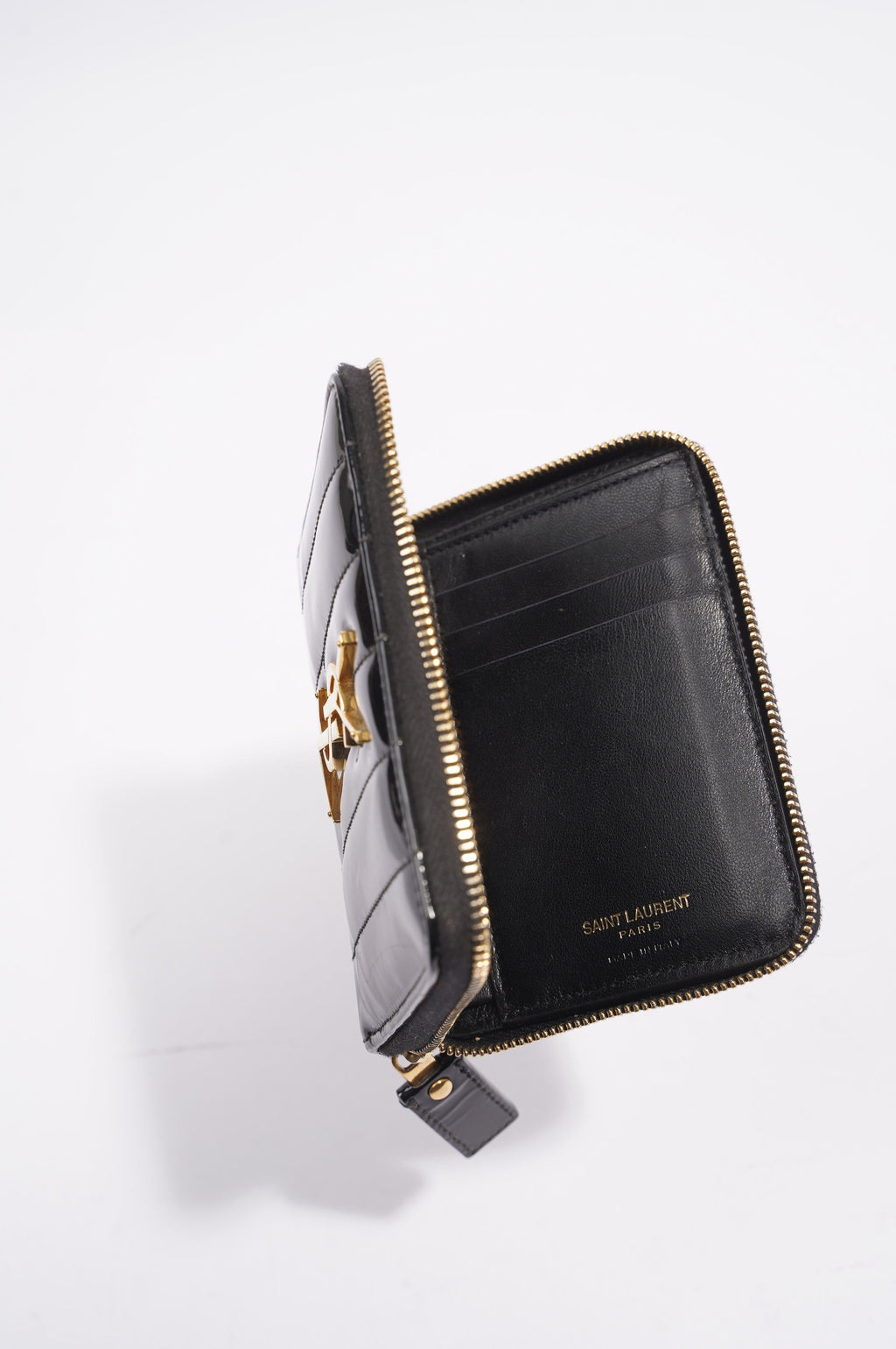 Saint Laurent Womens Zip Purse Patent Black