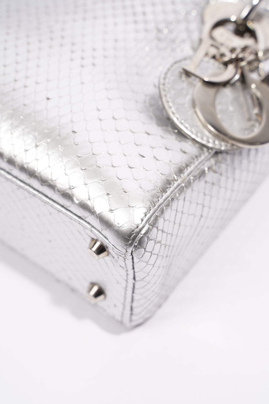 Christian Dior Womens Lady Dior Silver Python Mini