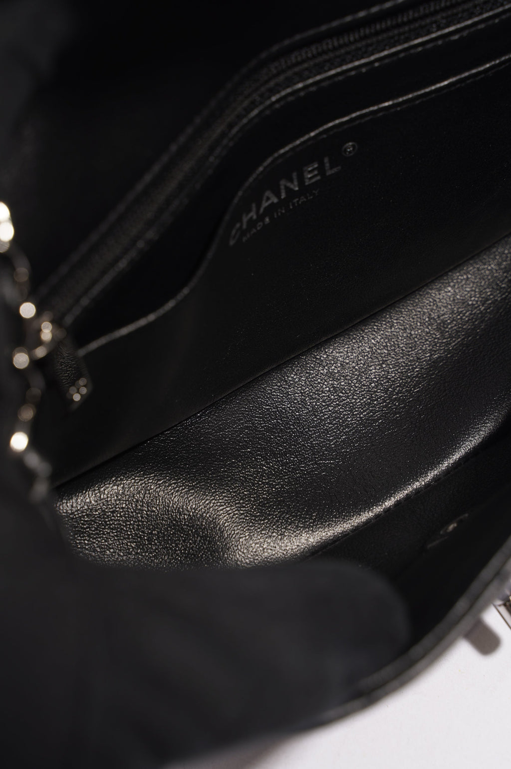 Chanel Womens Lambskin Rectangular Single Flap Black Small