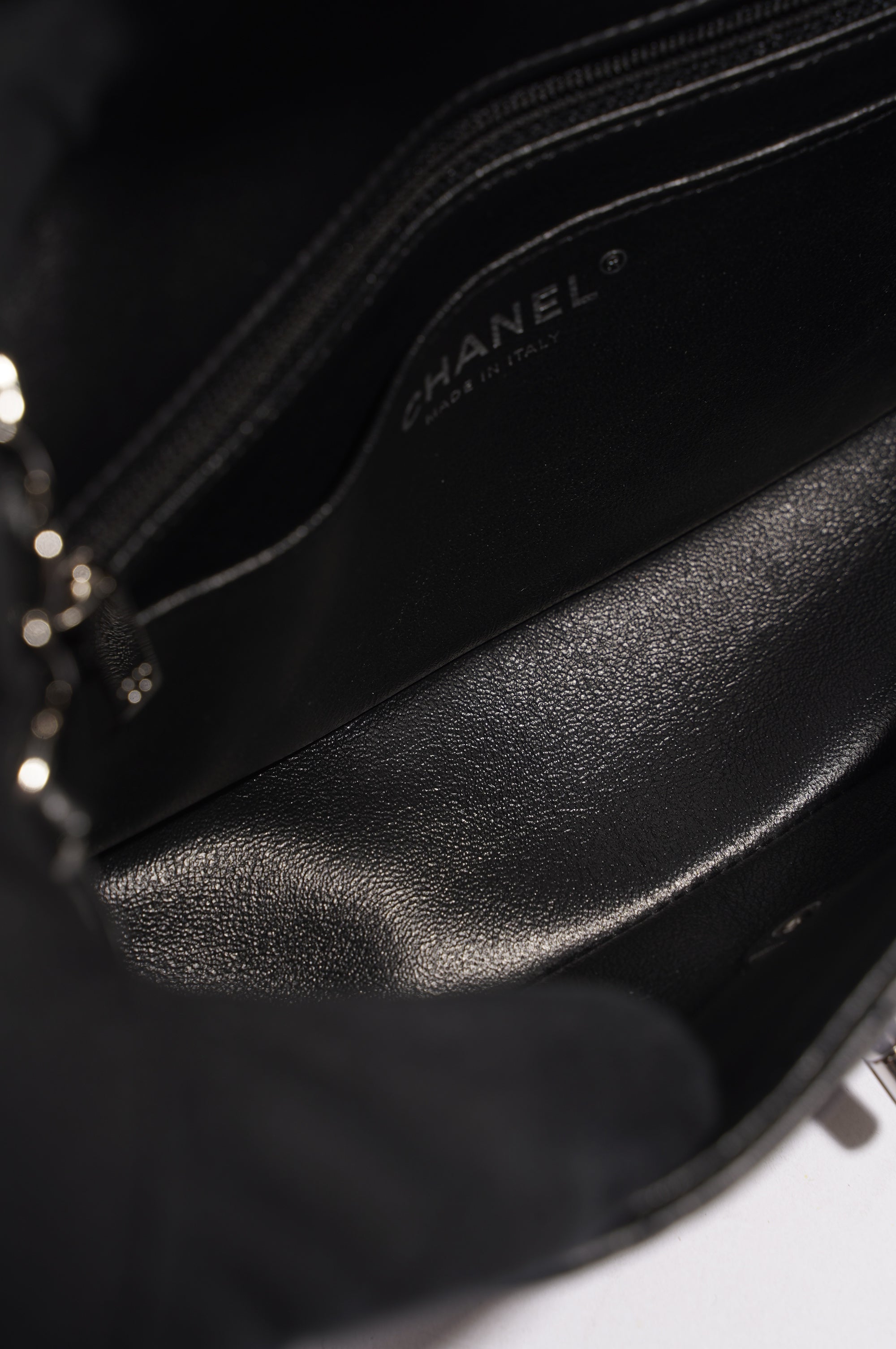 Chanel Womens Lambskin Rectangular Single Flap Black Small
