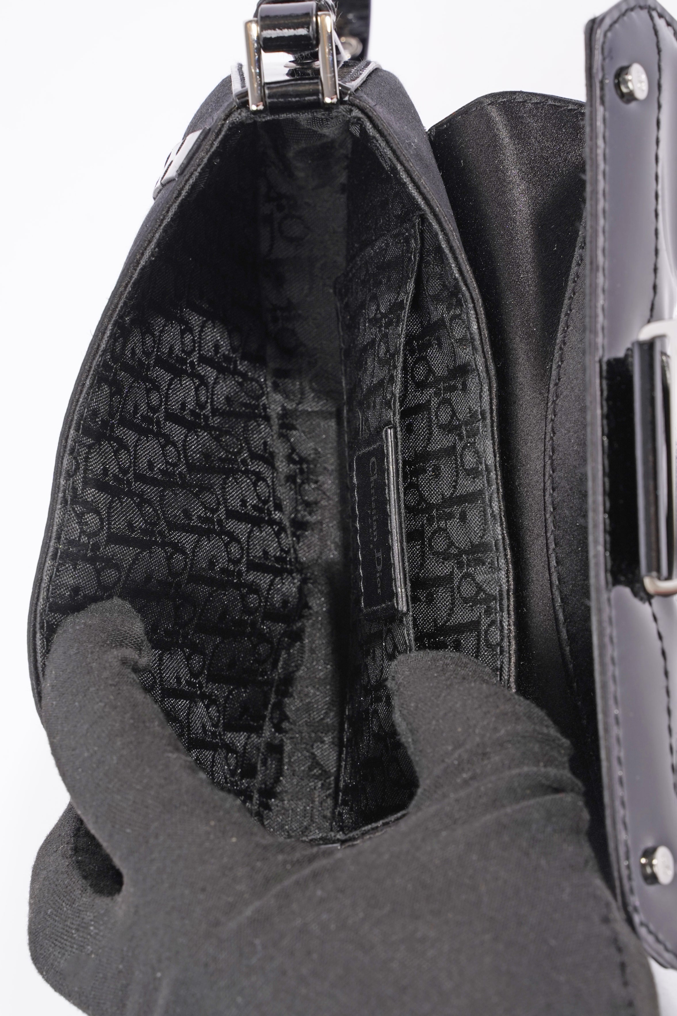Christian Dior Street Chic Pouch Black Satin / Patent Leather