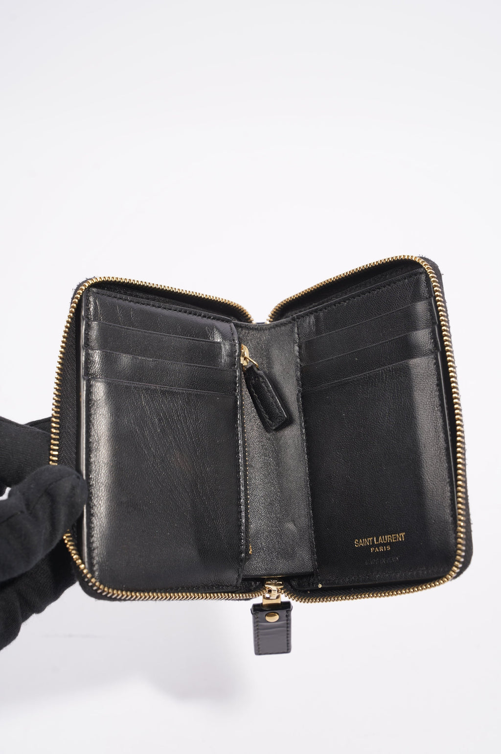 Saint Laurent Womens Zip Purse Patent Black
