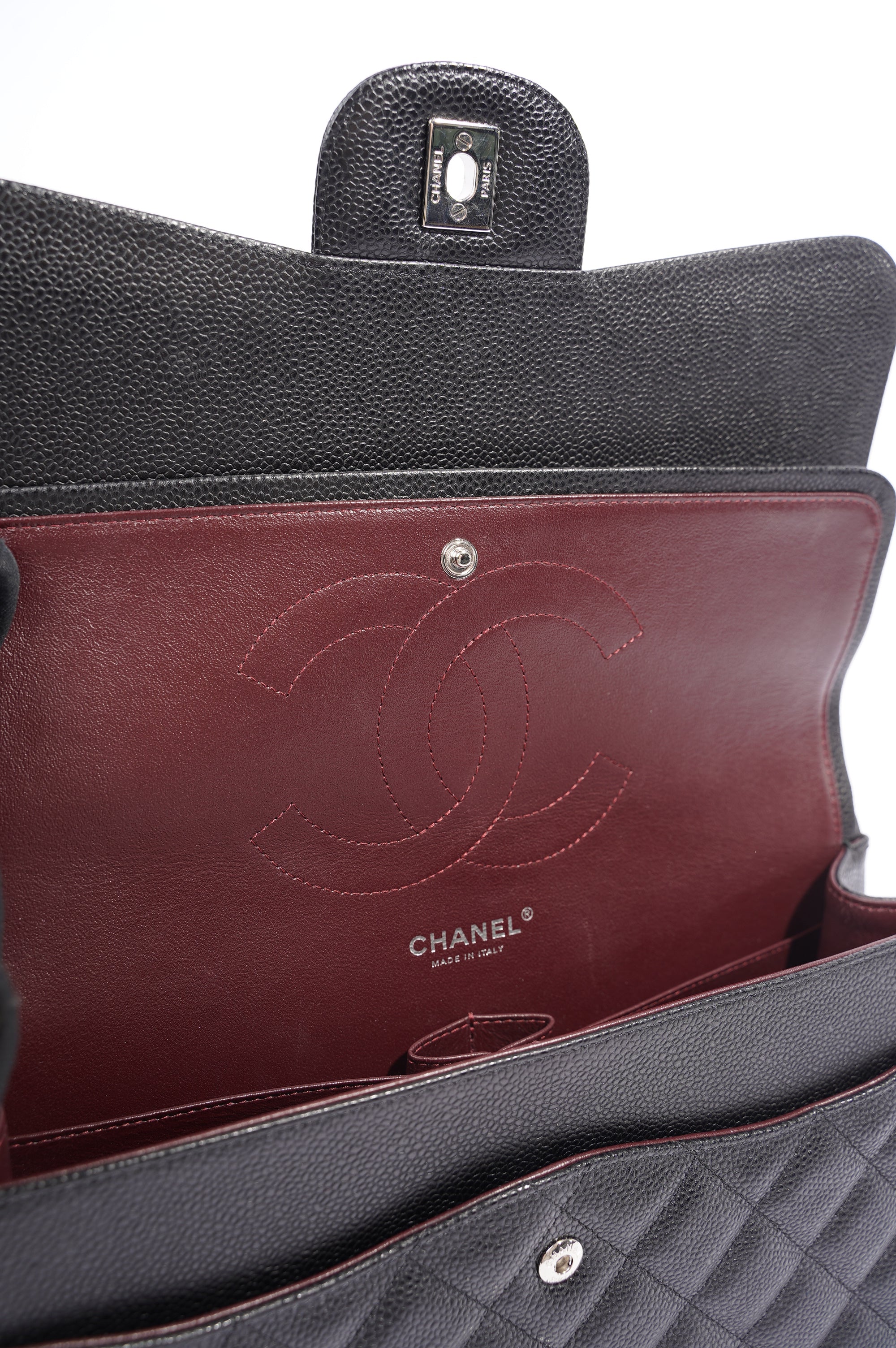 Chanel Womens Classic Flap Black Caviar Large