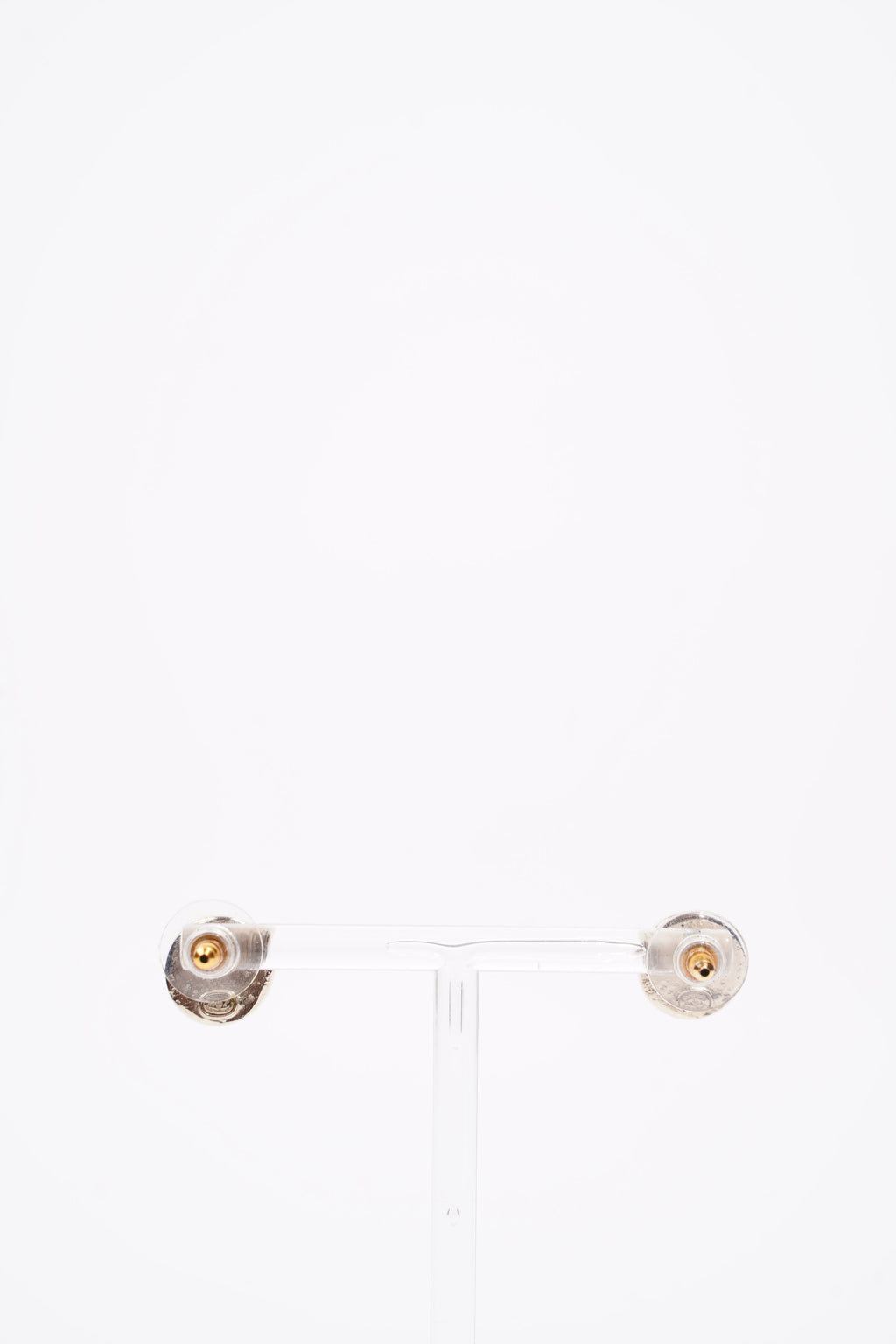 Chanel Womens Button Earrings Gold