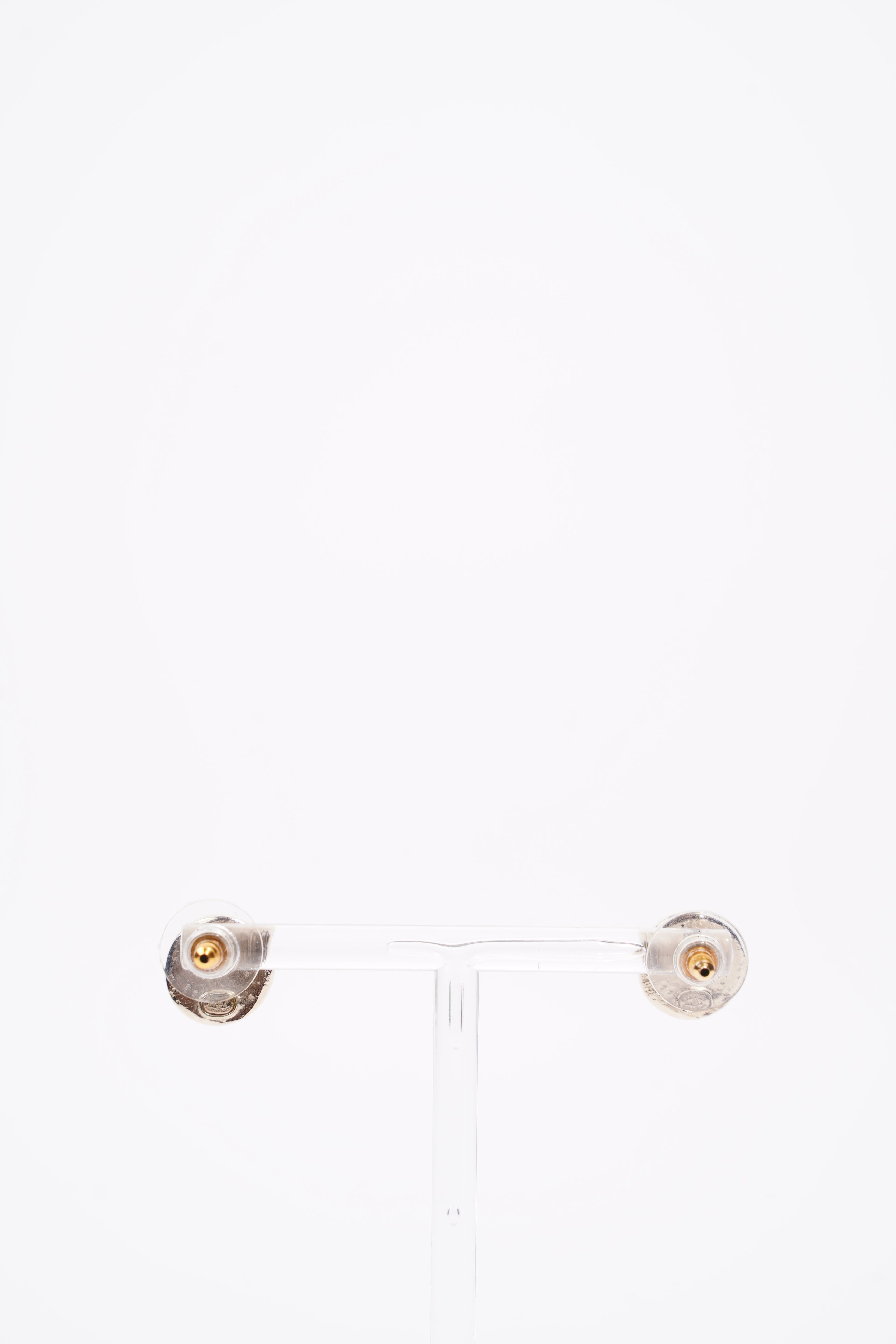 Chanel Womens Button Earrings Gold
