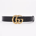 Gucci Womens Marmont GG Belt Black Leather 65cm