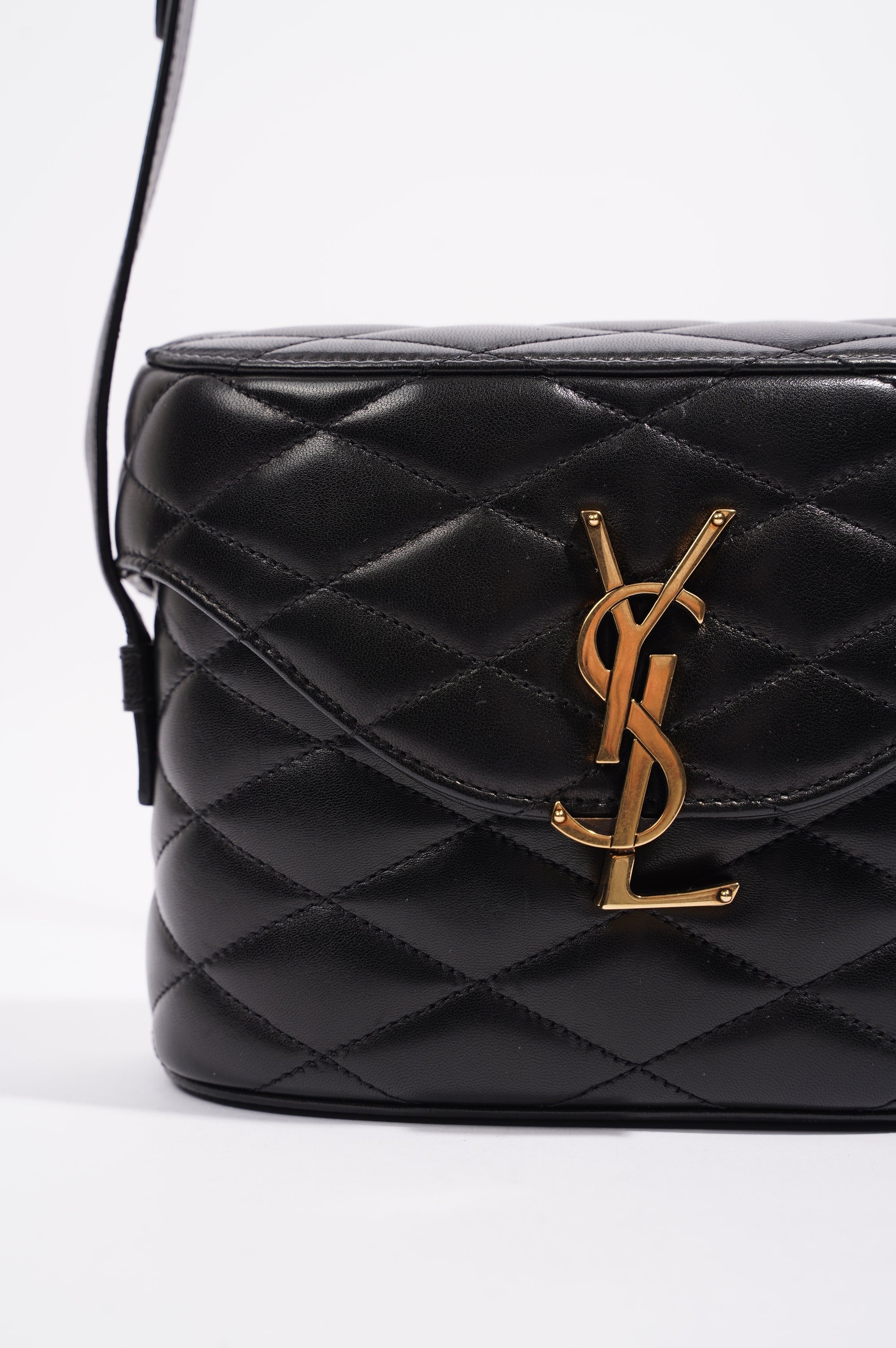 Saint Laurent Womens June Quilted Box Bag Black Leather