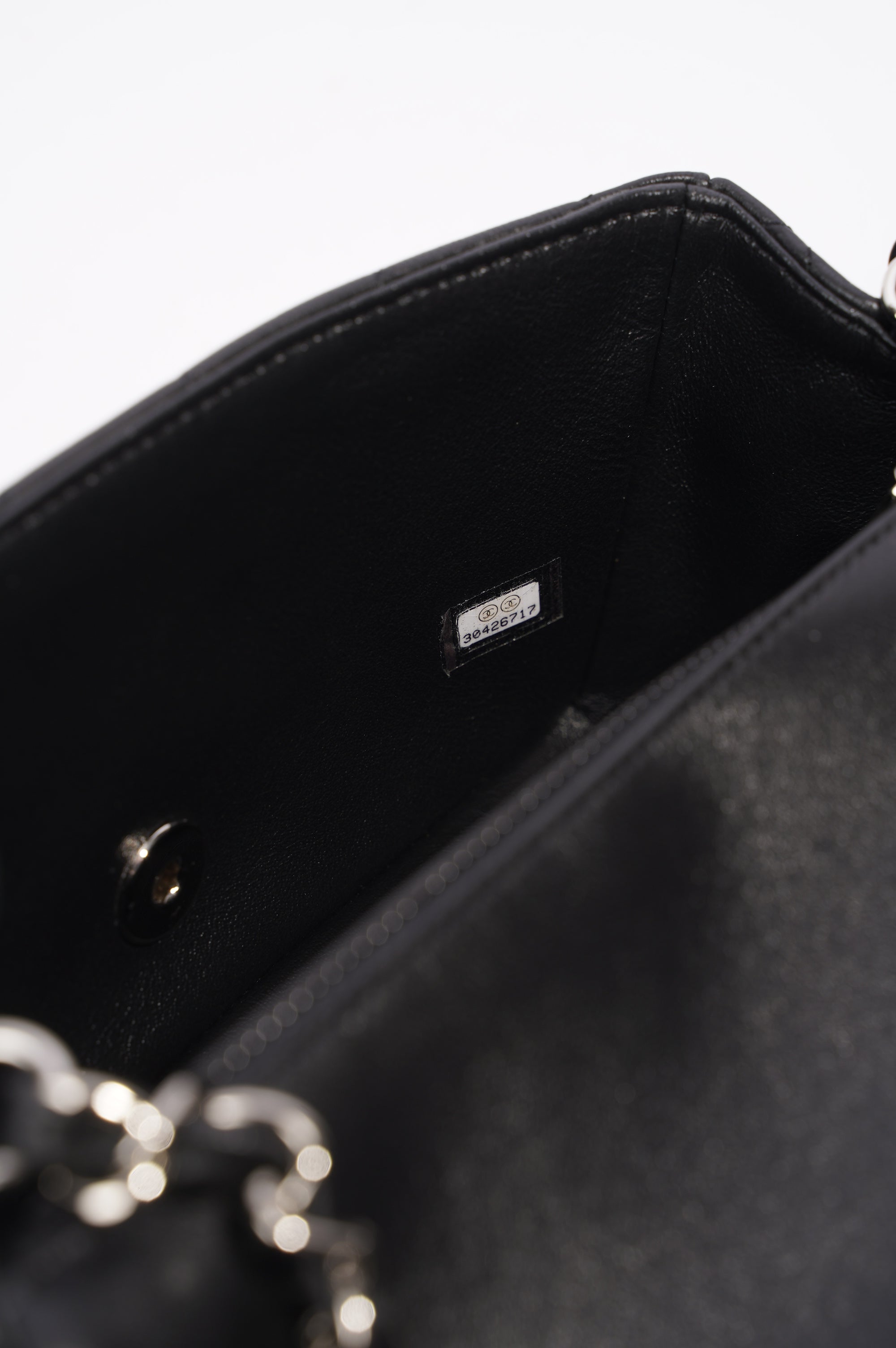 Chanel Womens Lambskin Rectangular Single Flap Black Small
