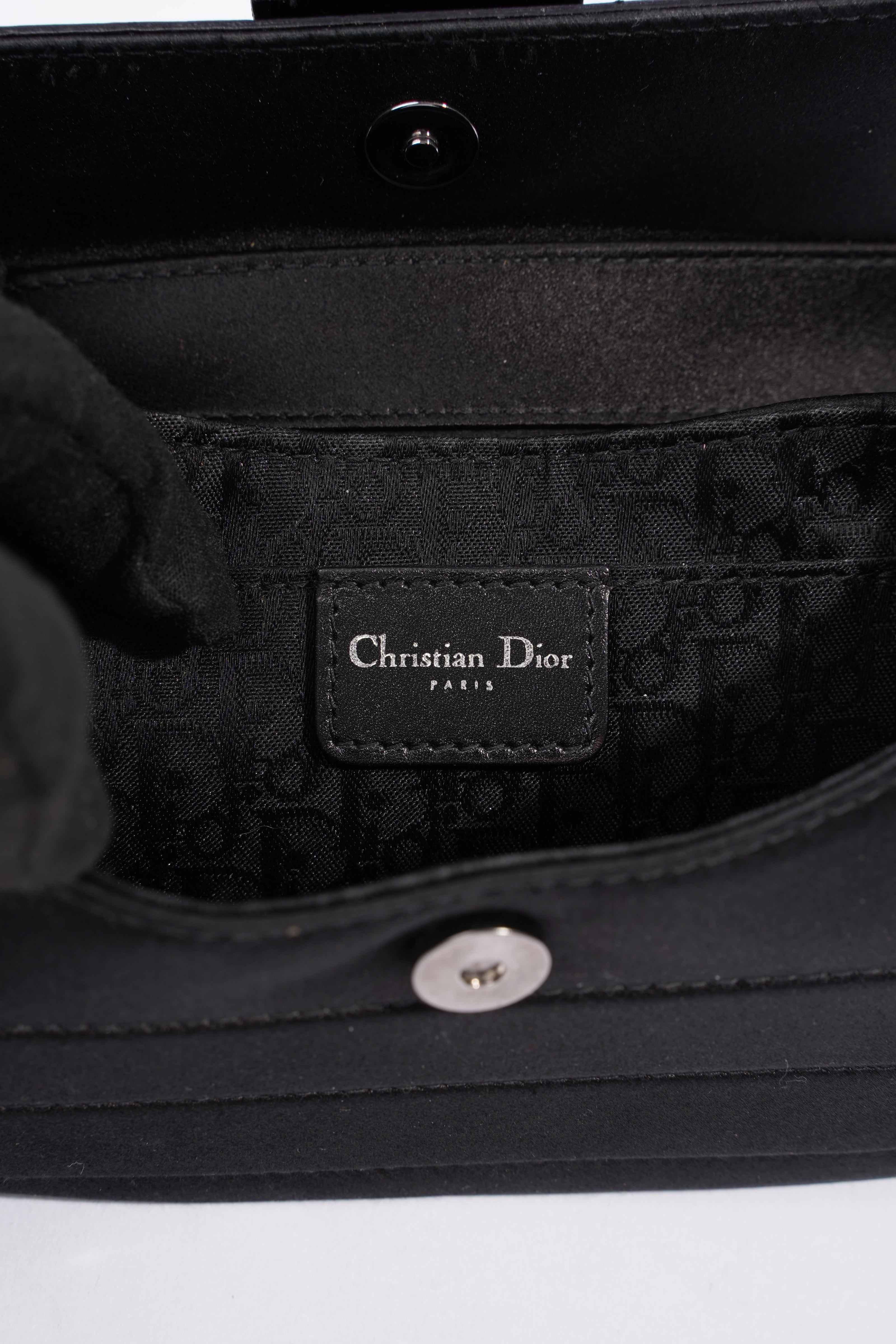 Christian Dior Street Chic Pouch Black Satin / Patent Leather