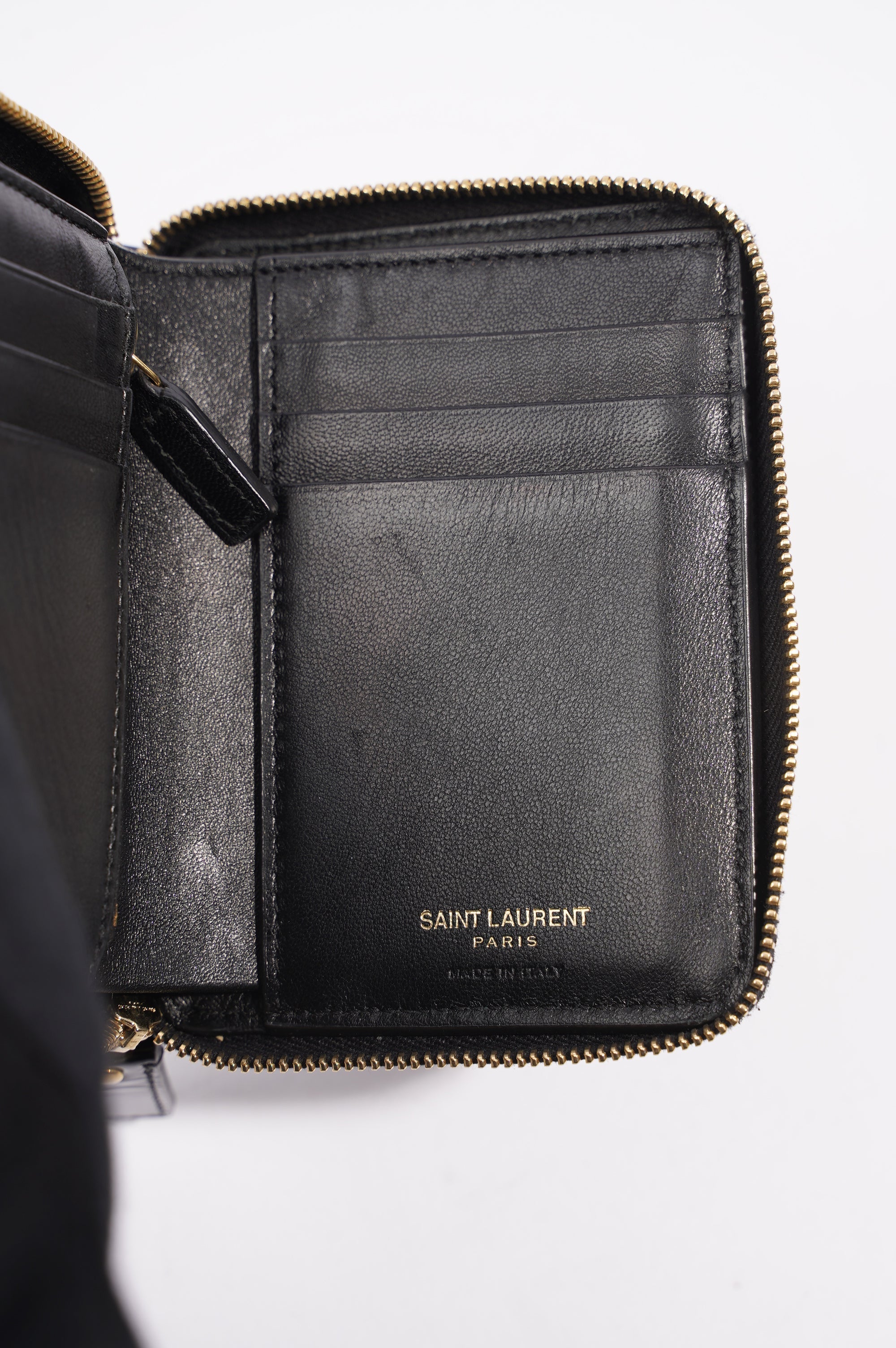 Saint Laurent Womens Zip Purse Patent Black