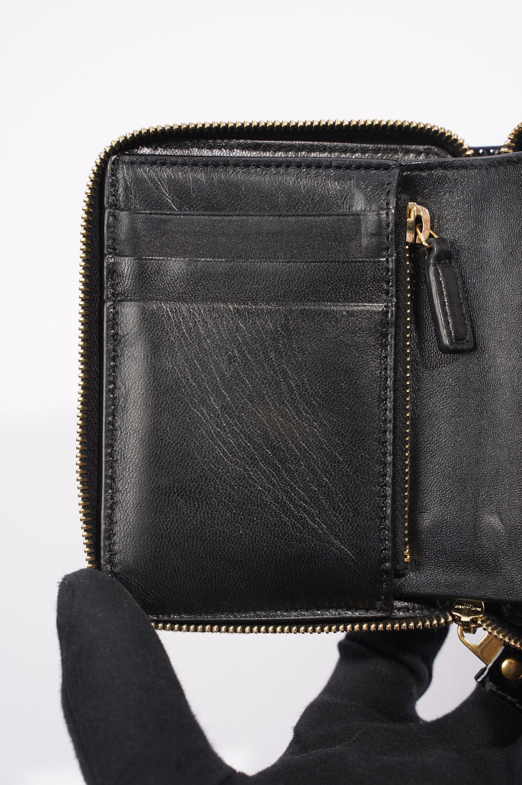 Saint Laurent Womens Zip Purse Patent Black
