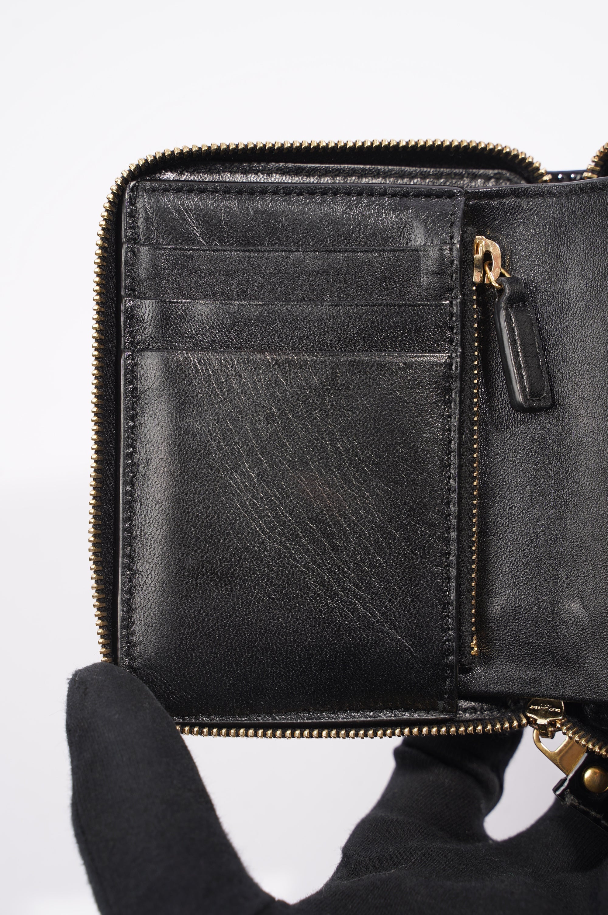 Saint Laurent Womens Zip Purse Patent Black