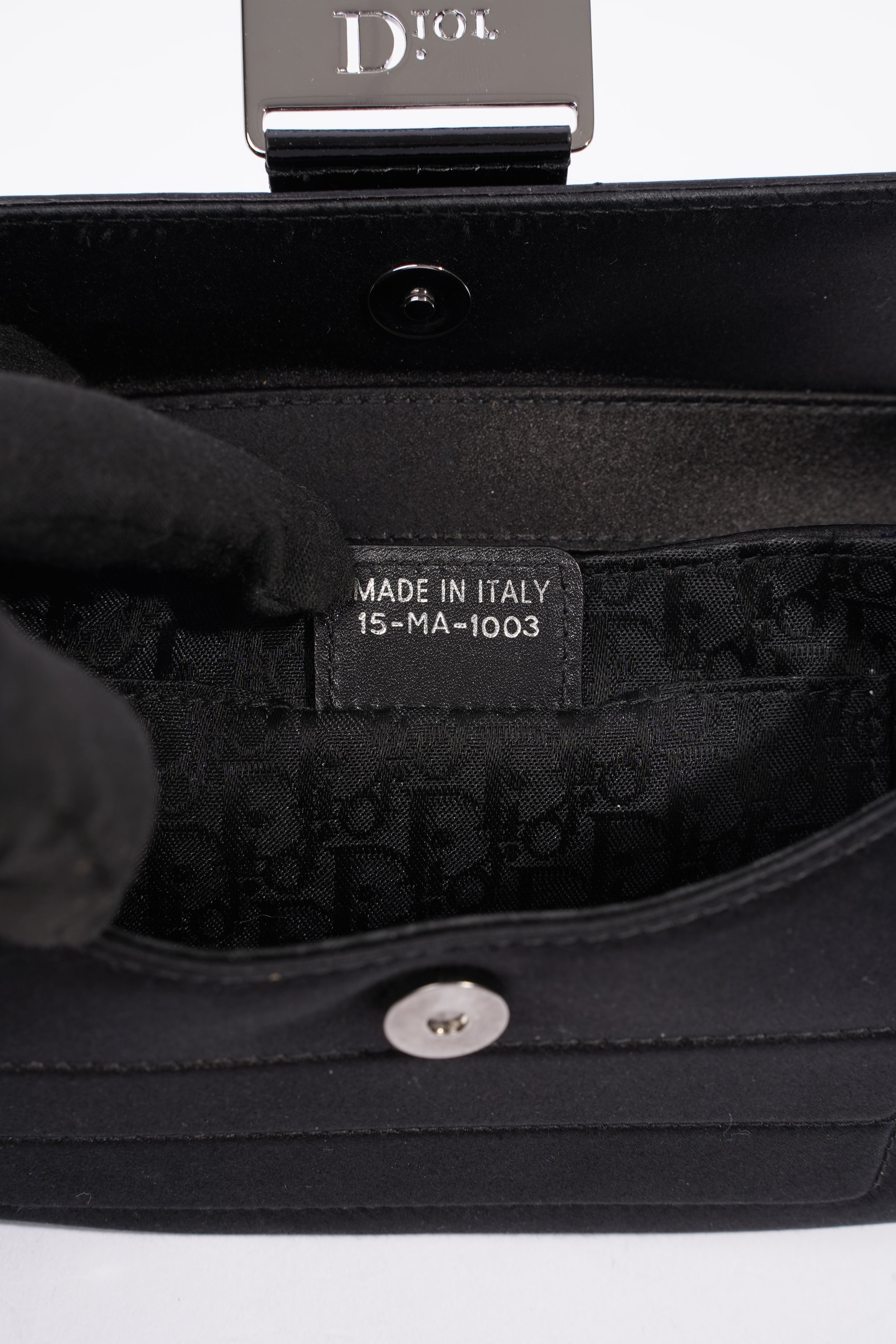 Christian Dior Street Chic Pouch Black Satin / Patent Leather
