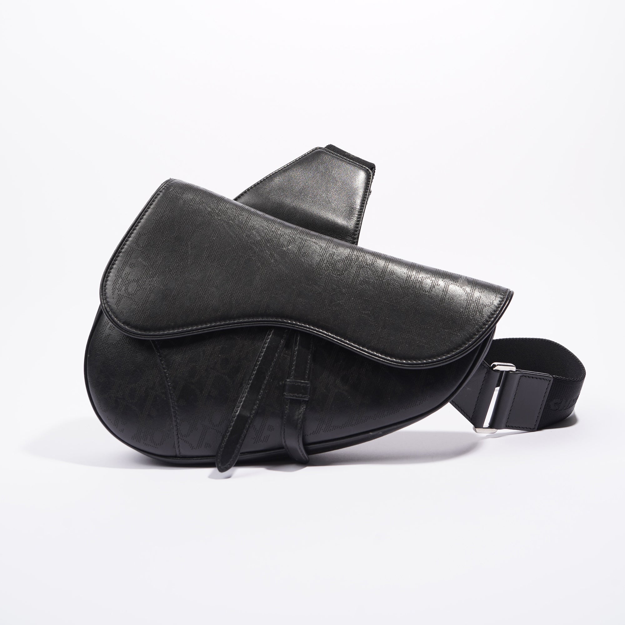 Christian Dior Mens Saddle Bag Black Leather