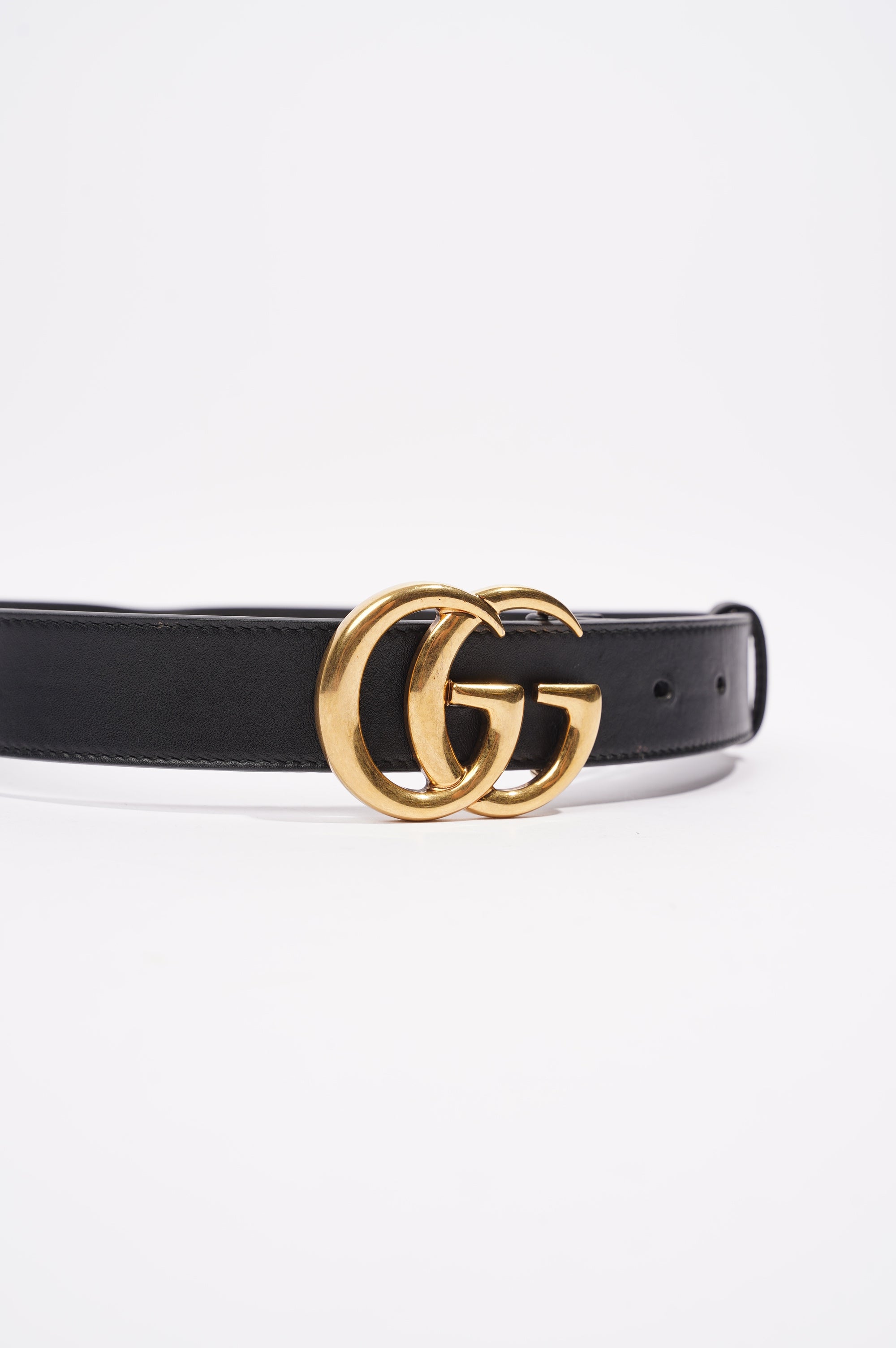 Gucci Womens Marmont GG Belt Black Leather 65cm