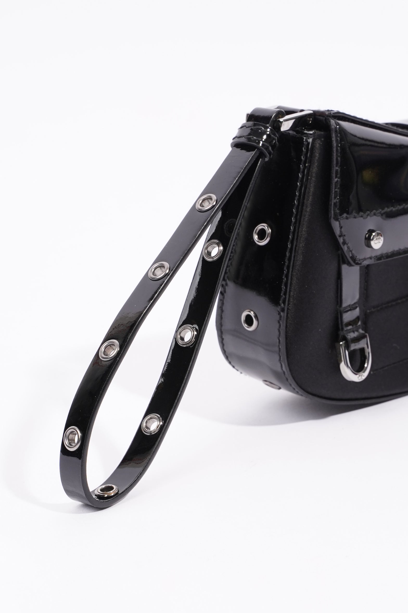 Christian Dior Street Chic Pouch Black Satin / Patent Leather