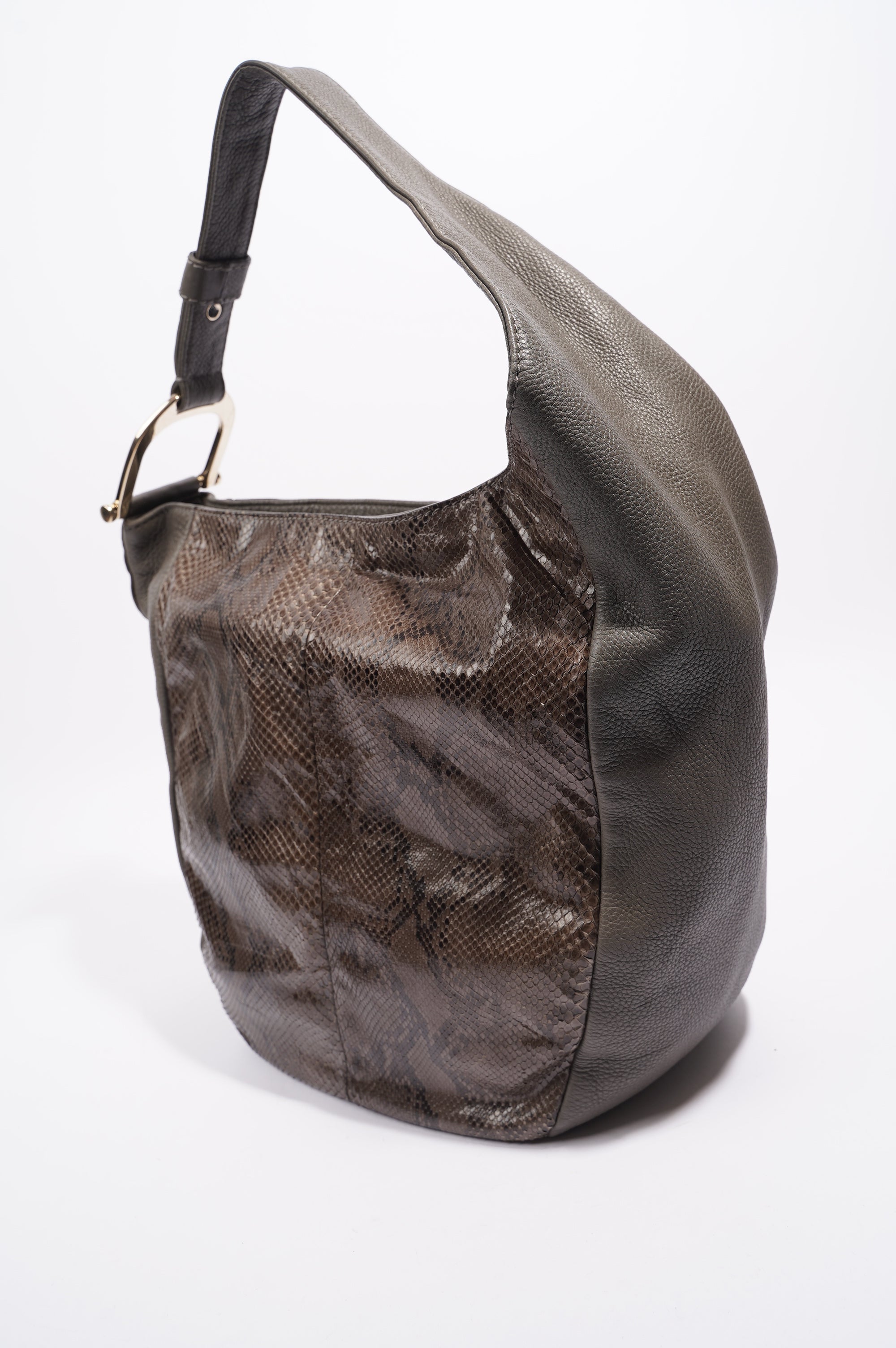 Gucci Womens Python Hobo Bag Grey