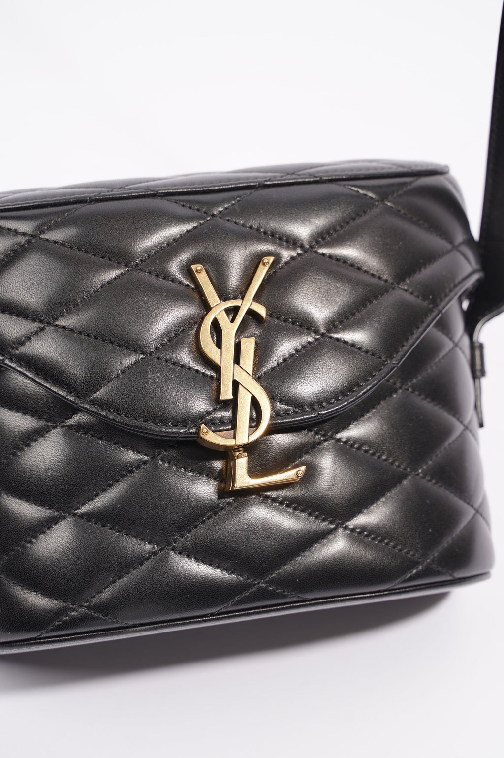 Saint Laurent Womens June Quilted Box Bag Black Leather