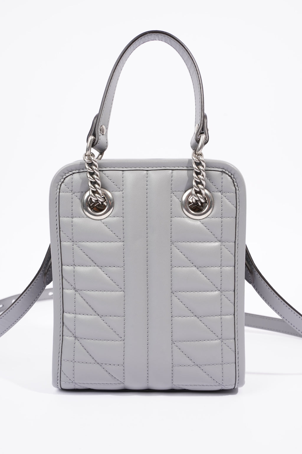Gucci Womens GG Marmont Shoulder Bag Grey Leather Mini