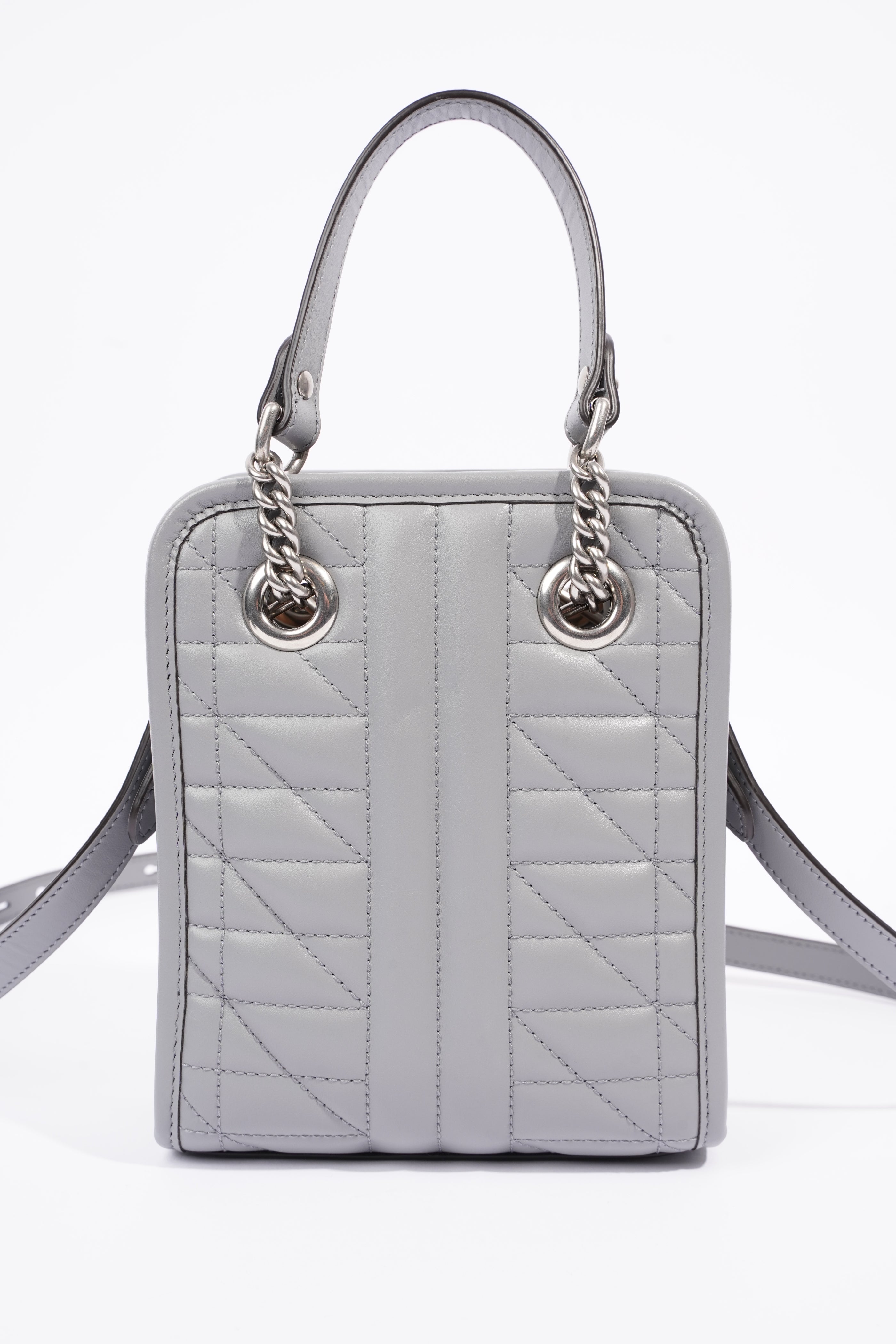 Gucci Womens GG Marmont Shoulder Bag Grey Leather Mini