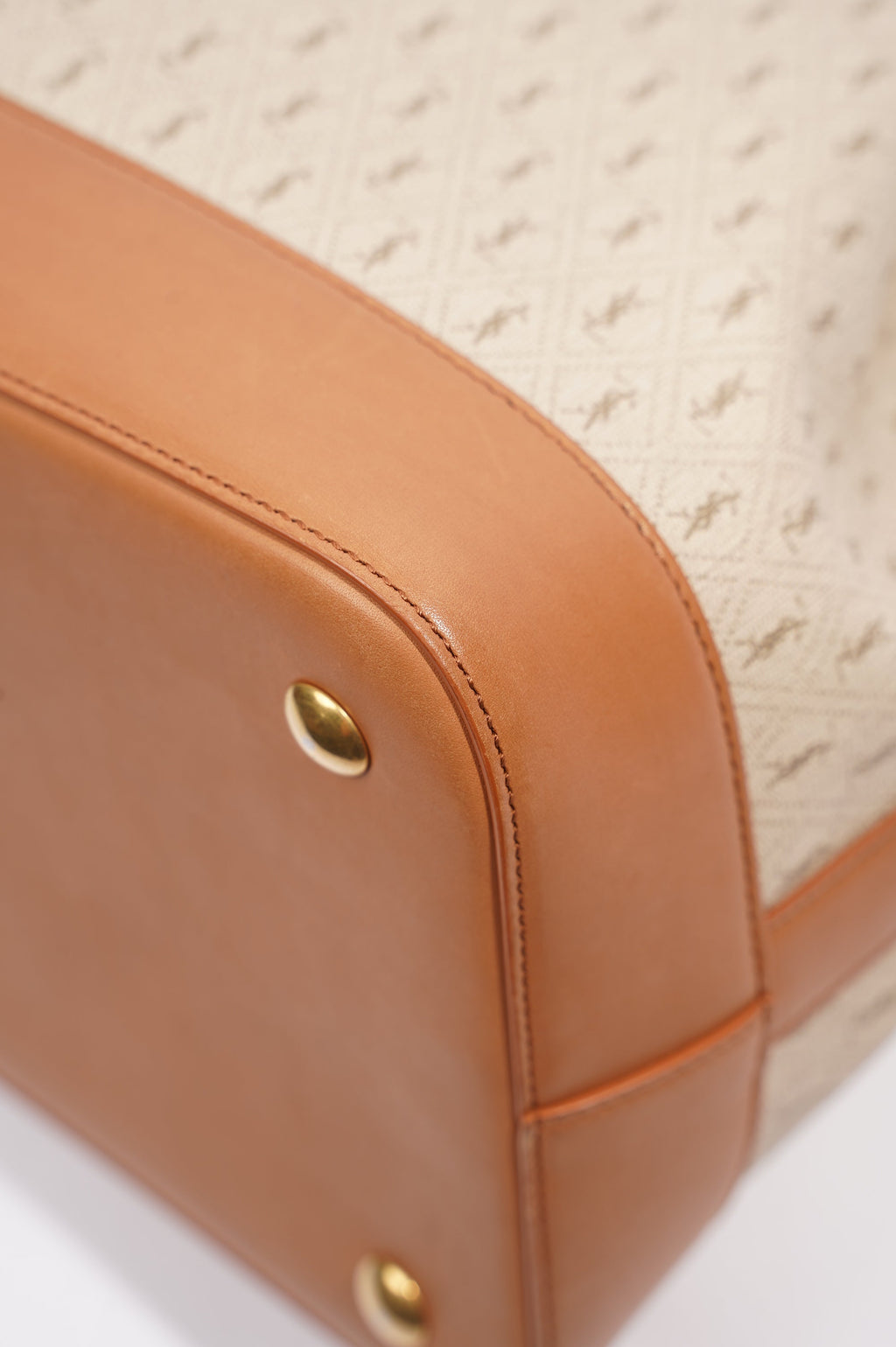 Saint Laurent Womens Bucket Bag Beige / Brown Canvas / Leather