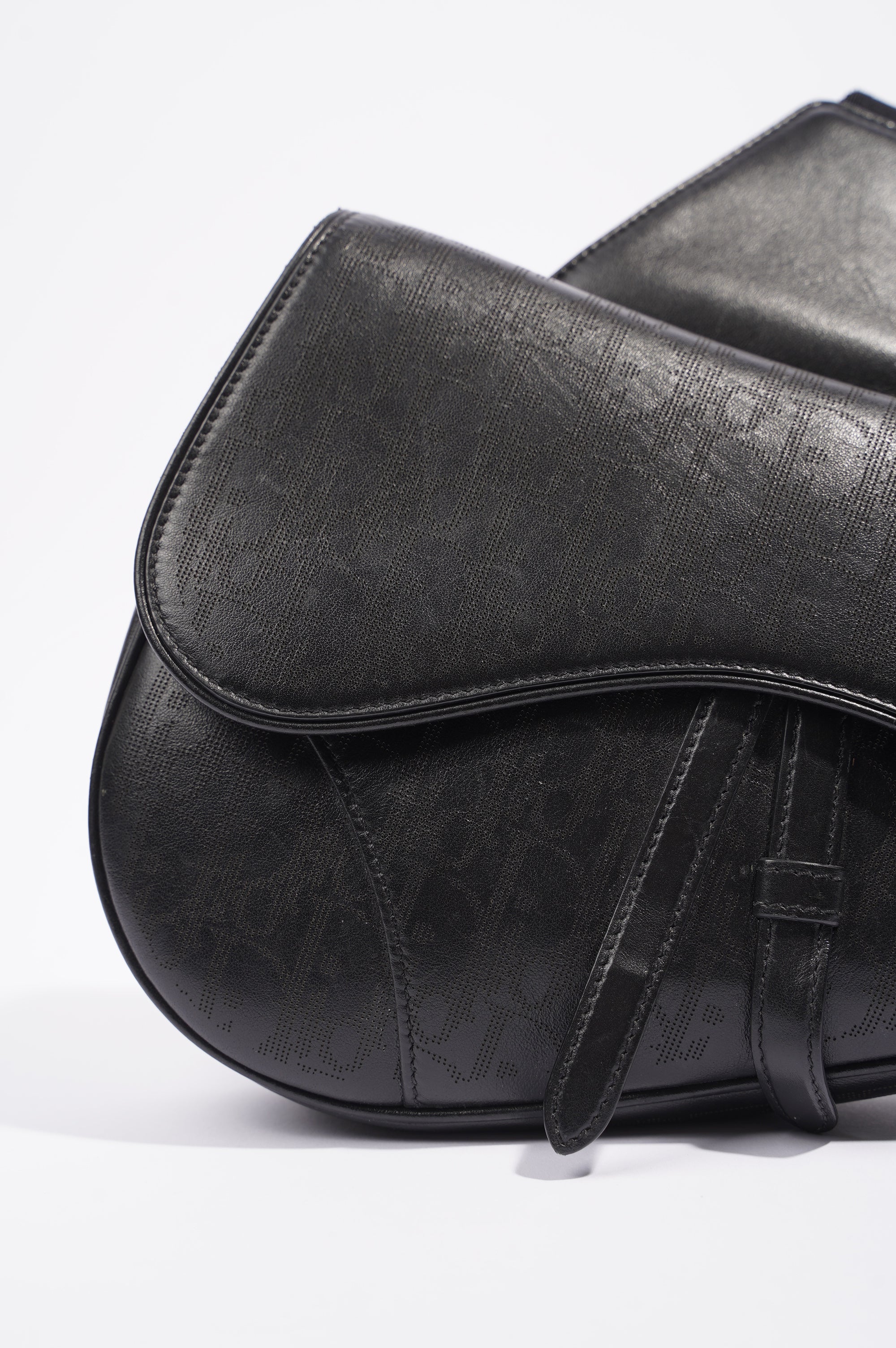 Christian Dior Mens Saddle Bag Black Leather