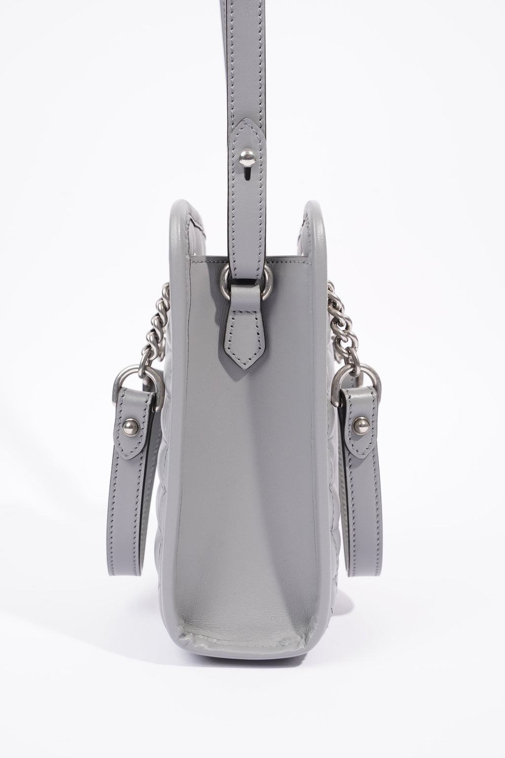 Gucci Womens GG Marmont Shoulder Bag Grey Leather Mini