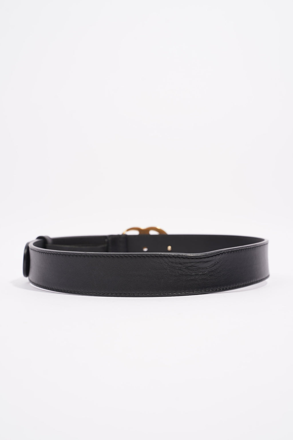 Gucci Womens Marmont GG Belt Black Leather 65cm