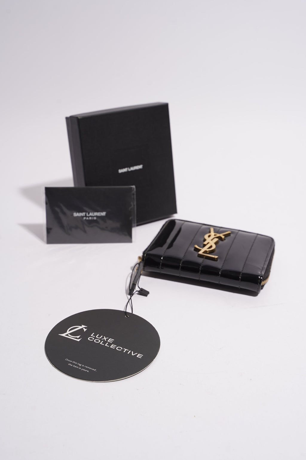 Saint Laurent Womens Zip Purse Patent Black