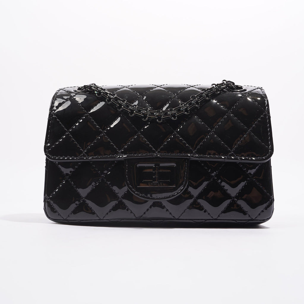 Chanel Womens Reissue 2.55 So Black Patent