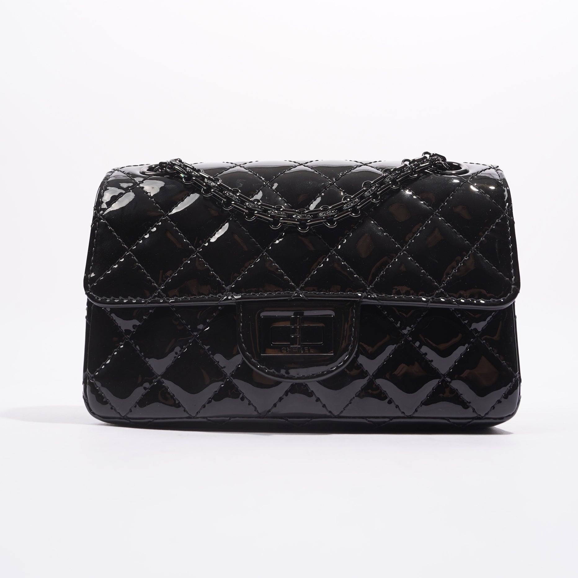 Chanel Womens Reissue 2.55 So Black Patent