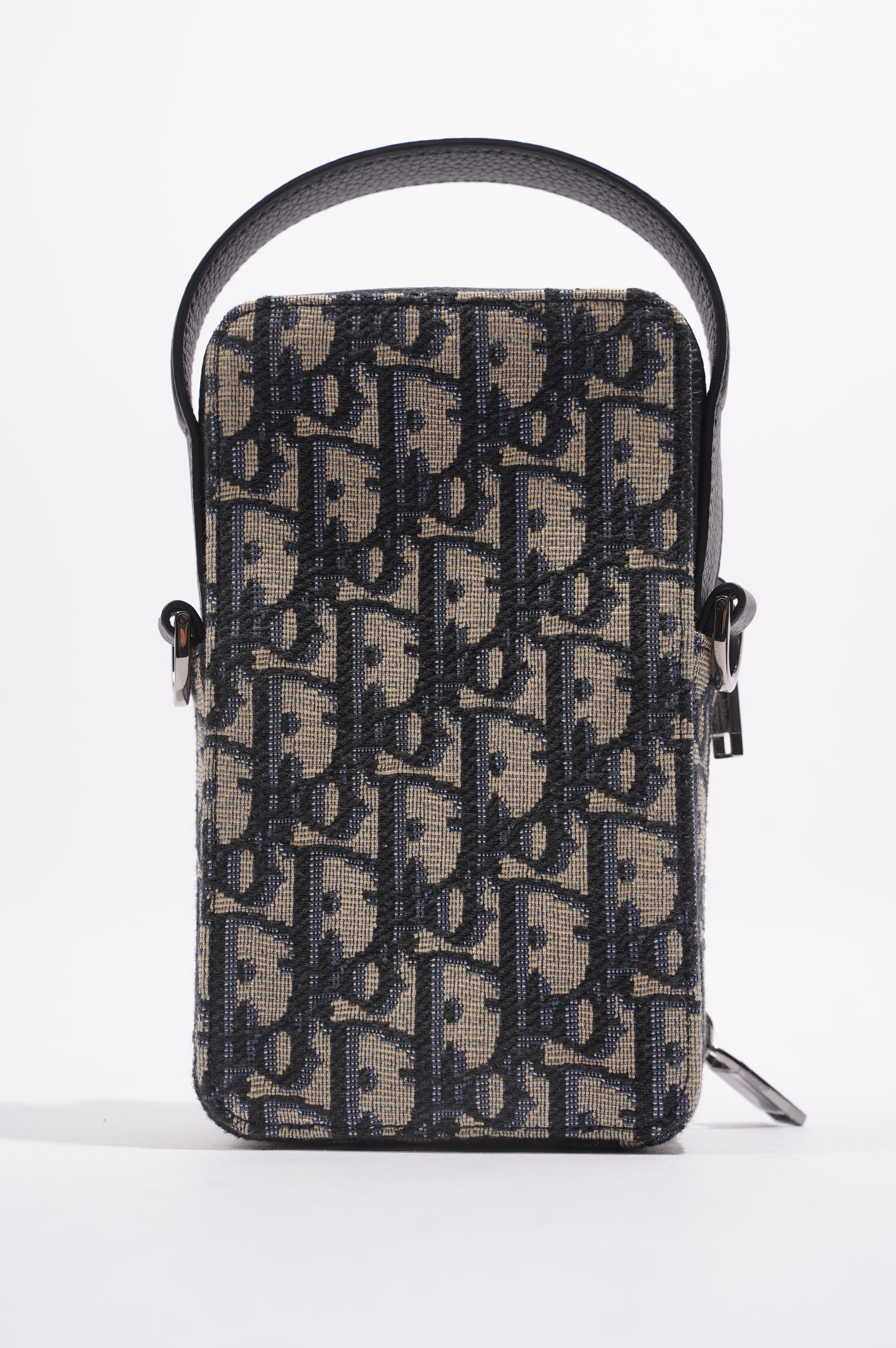 Christian Dior Mens Rider Pouch Oblique Blue / White Canvas Micro
