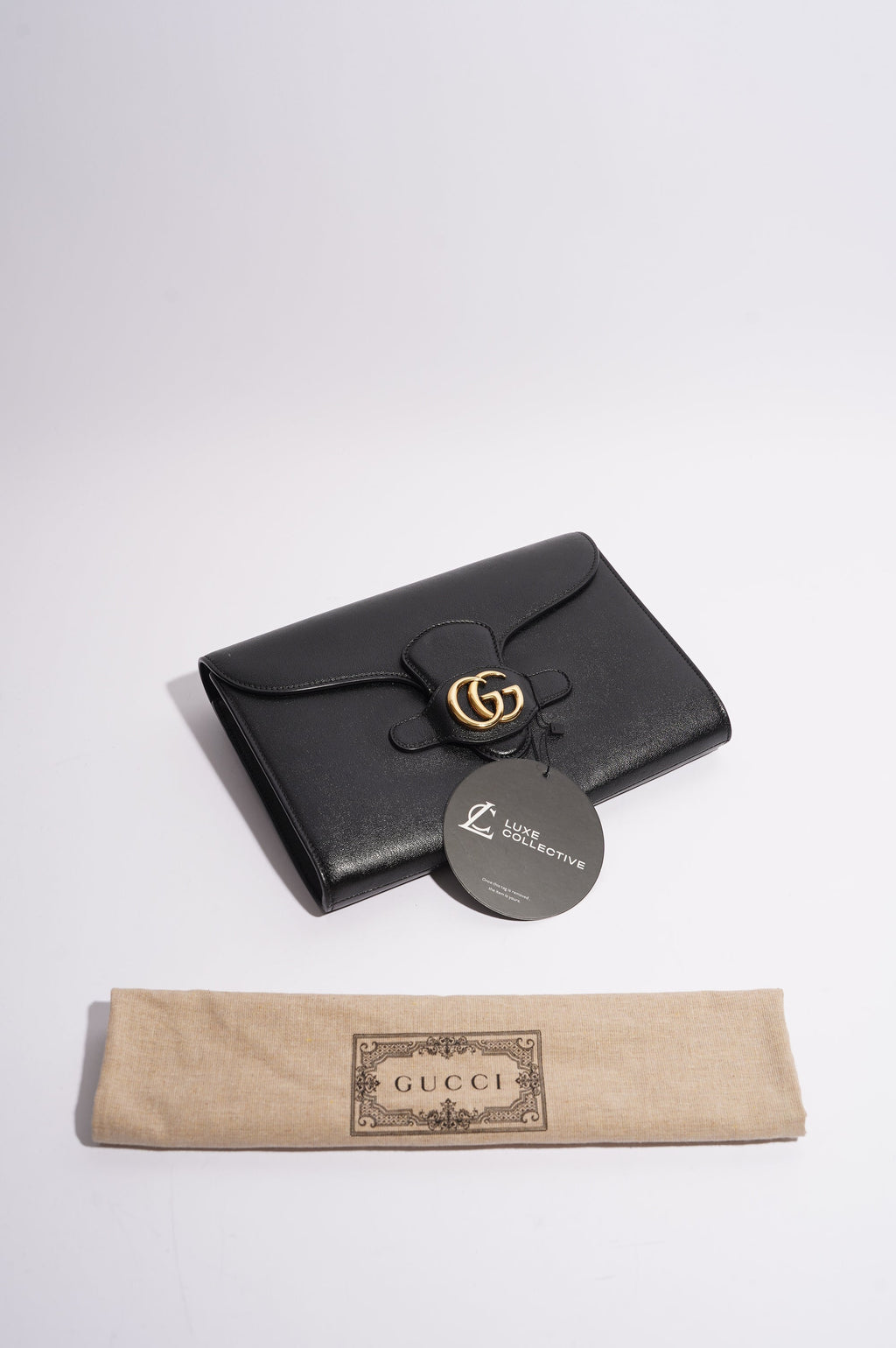 Gucci Womens Marmont Clutch Bag Black / Gold