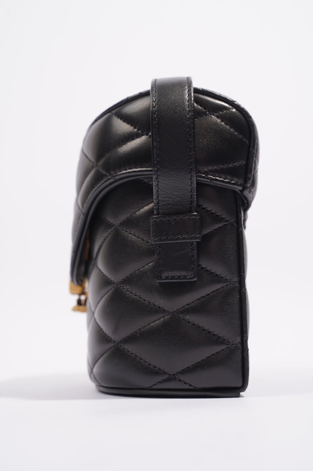 Saint Laurent Womens June Quilted Box Bag Black Leather