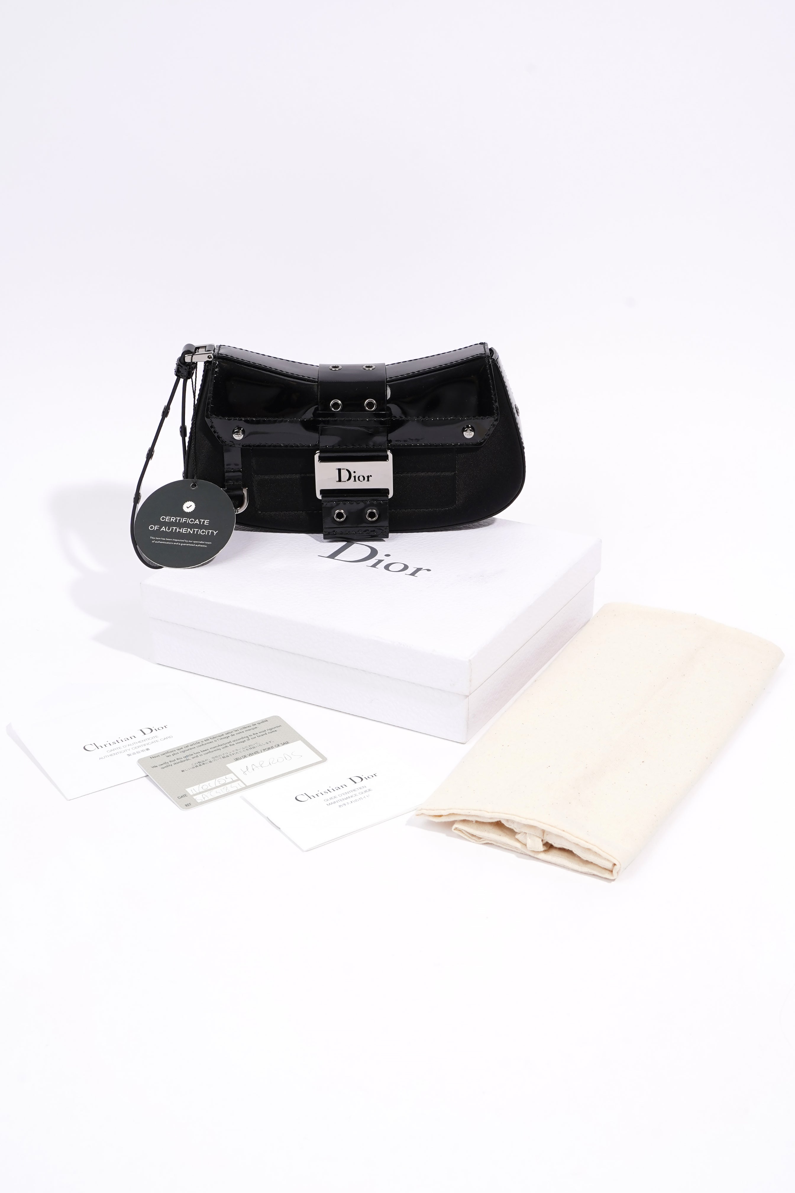 Christian Dior Street Chic Pouch Black Satin / Patent Leather