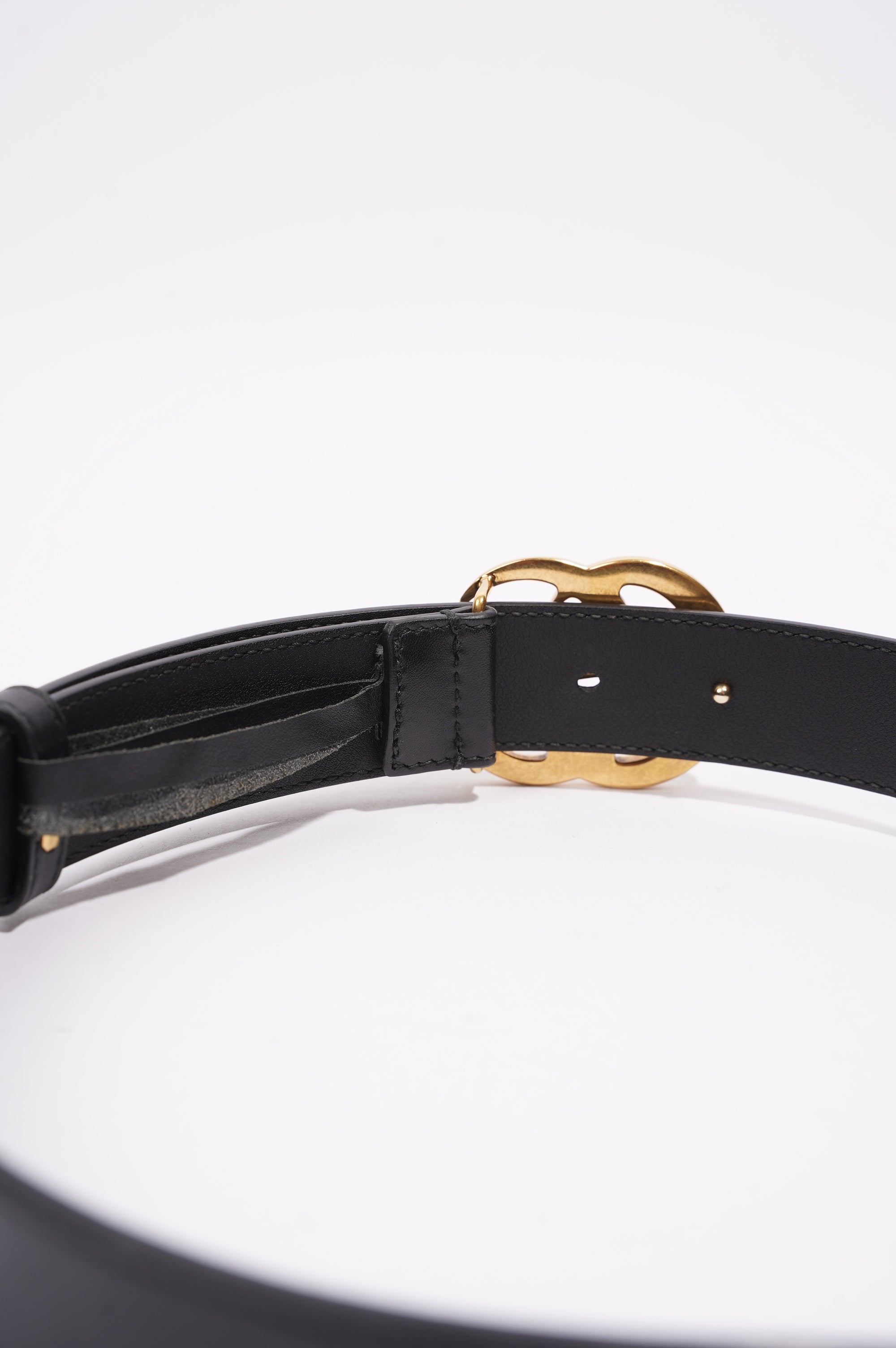 Gucci Womens Marmont GG Belt Black Leather 65cm