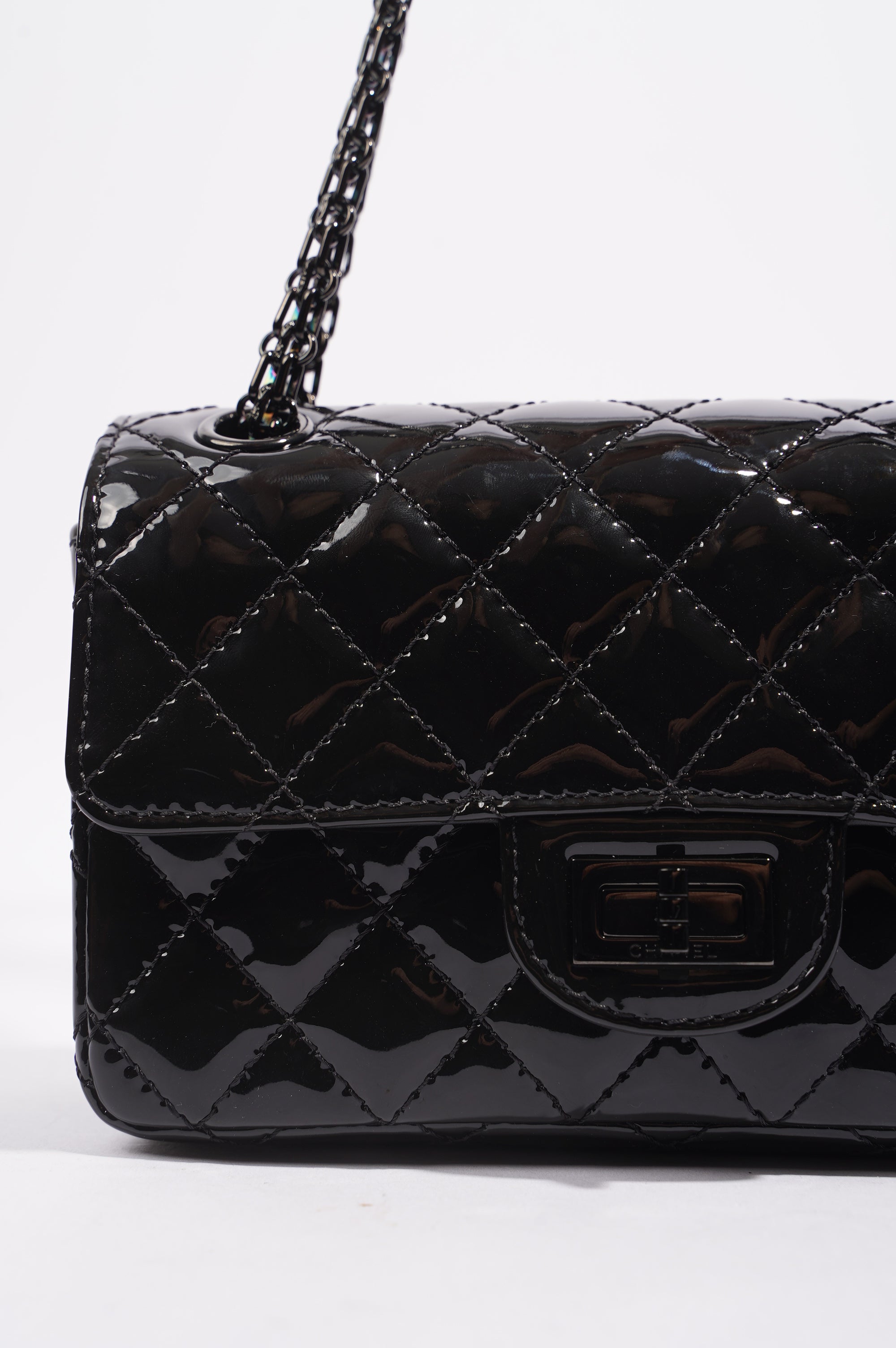 Chanel Womens Reissue 2.55 So Black Patent