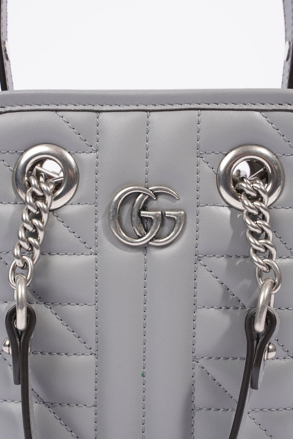 Gucci Womens GG Marmont Shoulder Bag Grey Leather Mini
