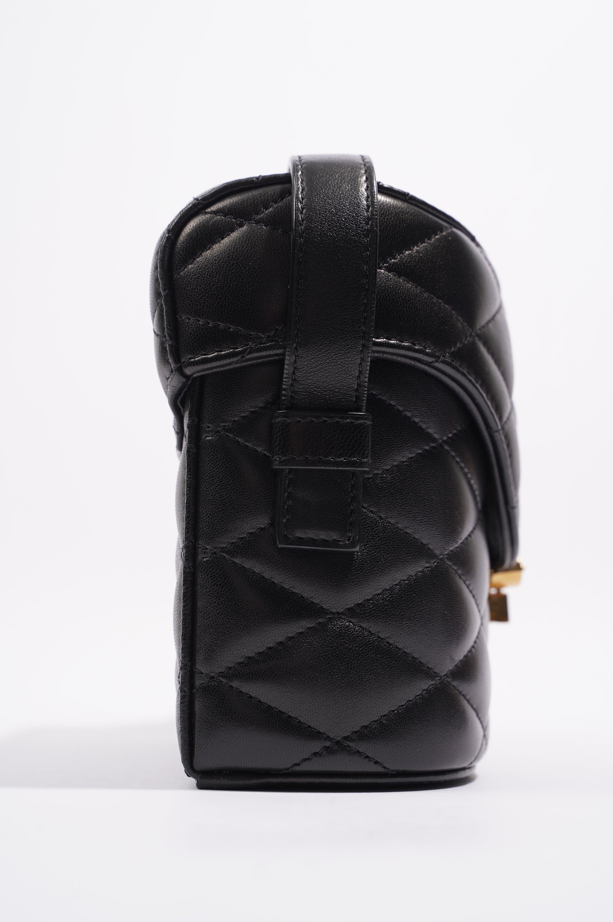 Saint Laurent Womens June Quilted Box Bag Black Leather