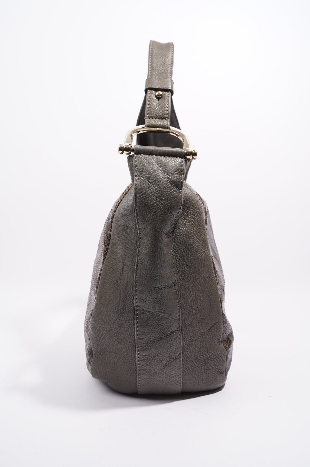 Gucci Womens Python Hobo Bag Grey