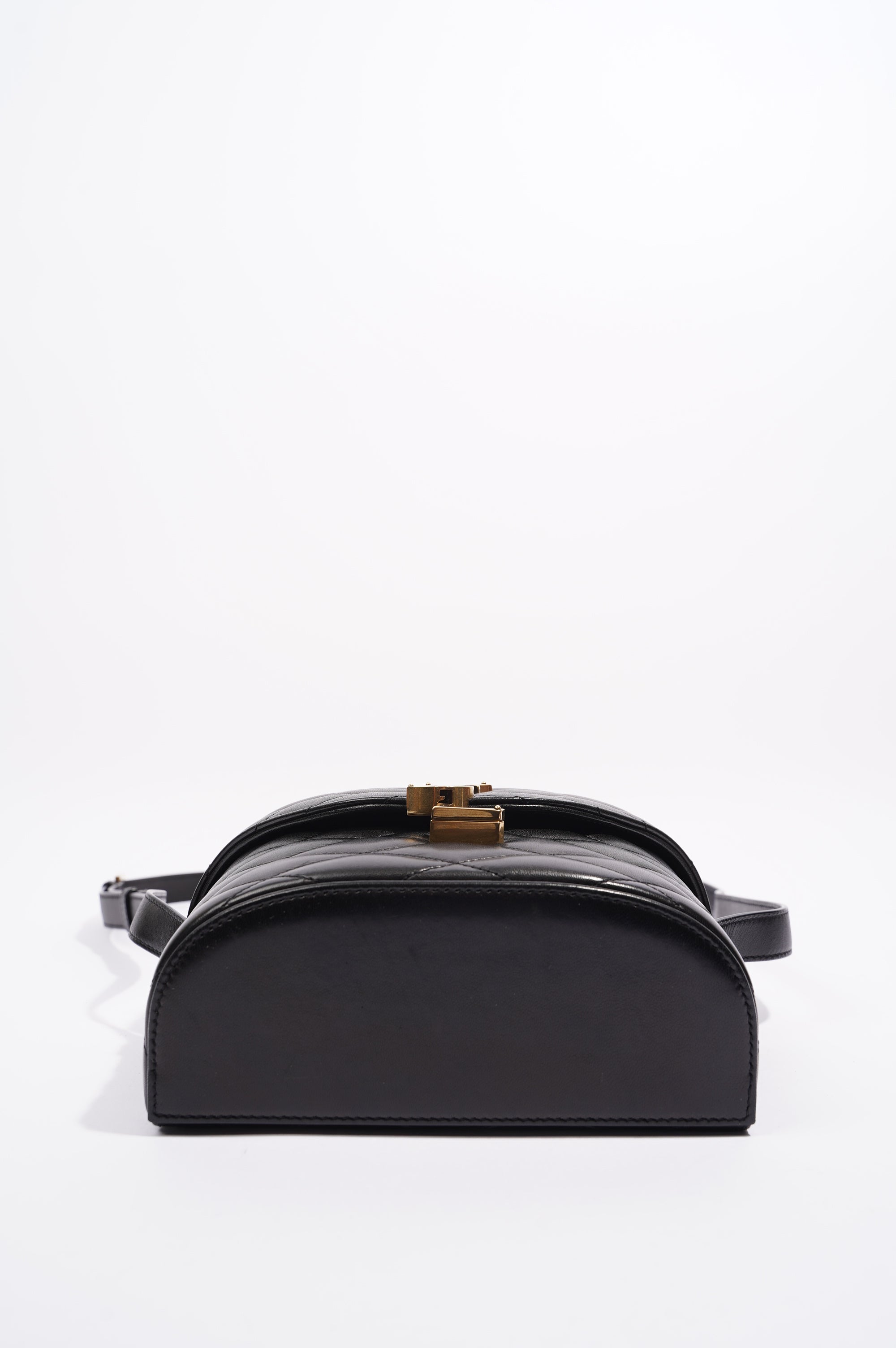 Saint Laurent Womens June Quilted Box Bag Black Leather