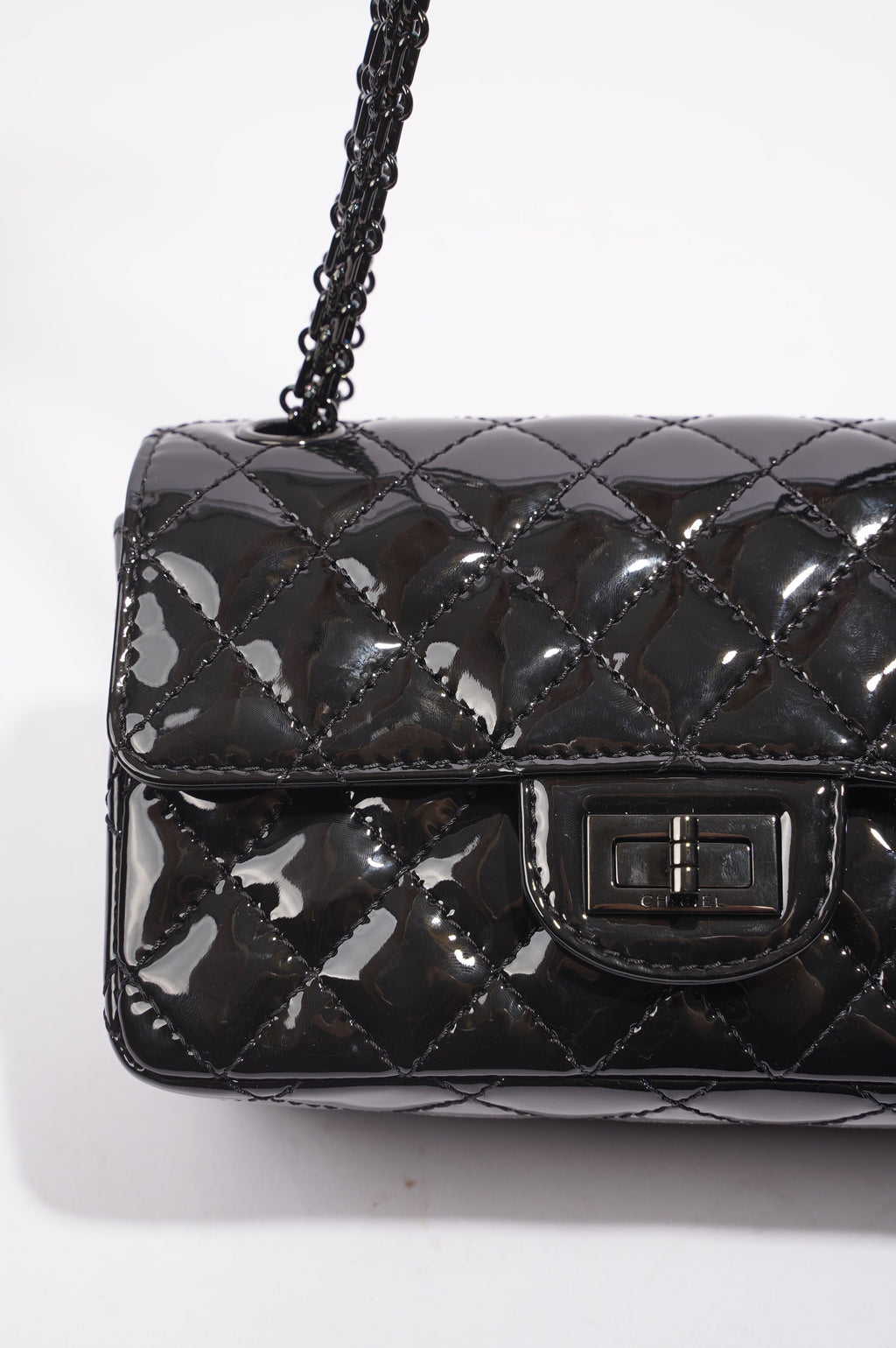 Chanel Womens Reissue 2.55 So Black Patent