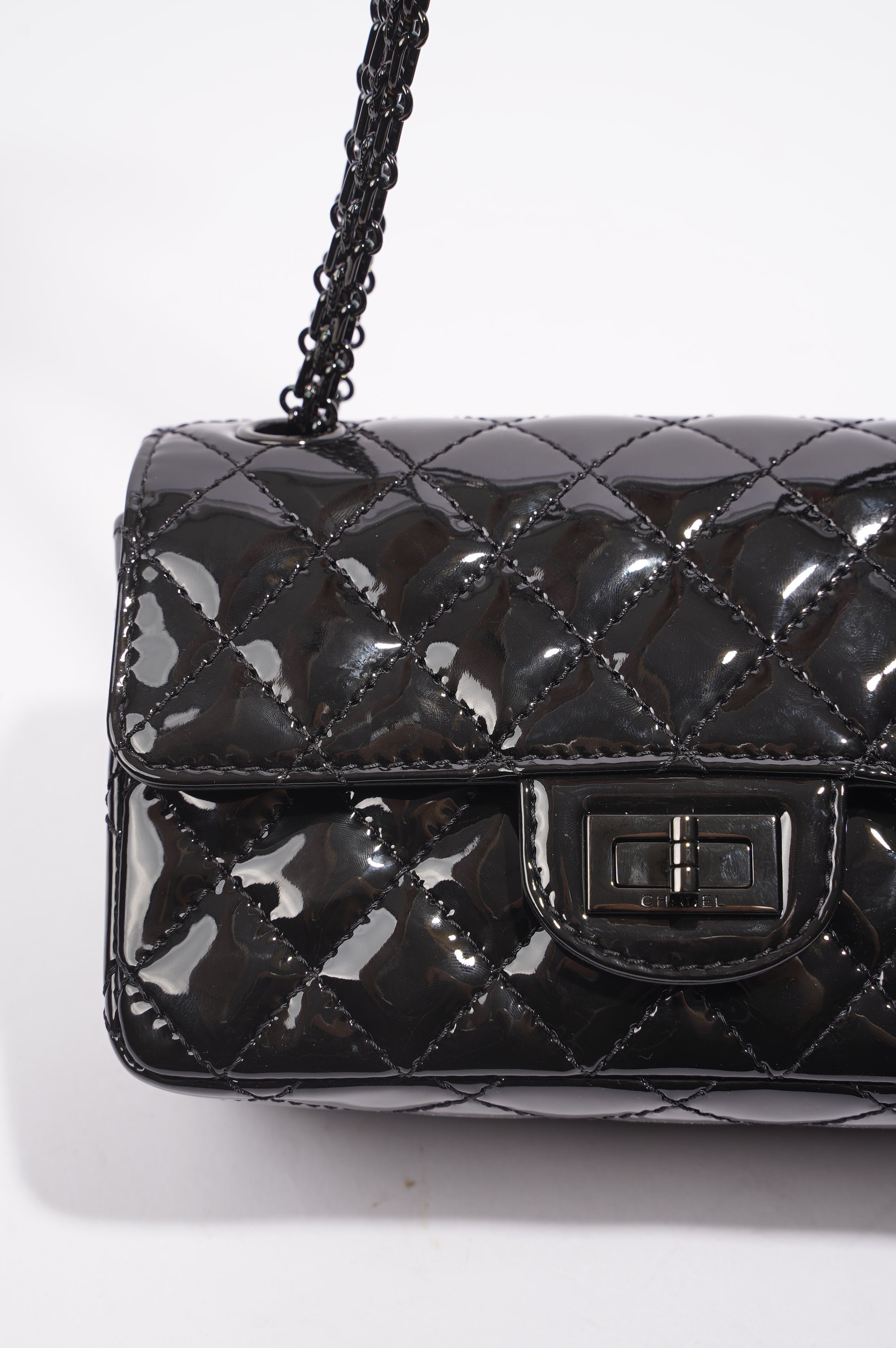 Chanel Womens Reissue 2.55 So Black Patent