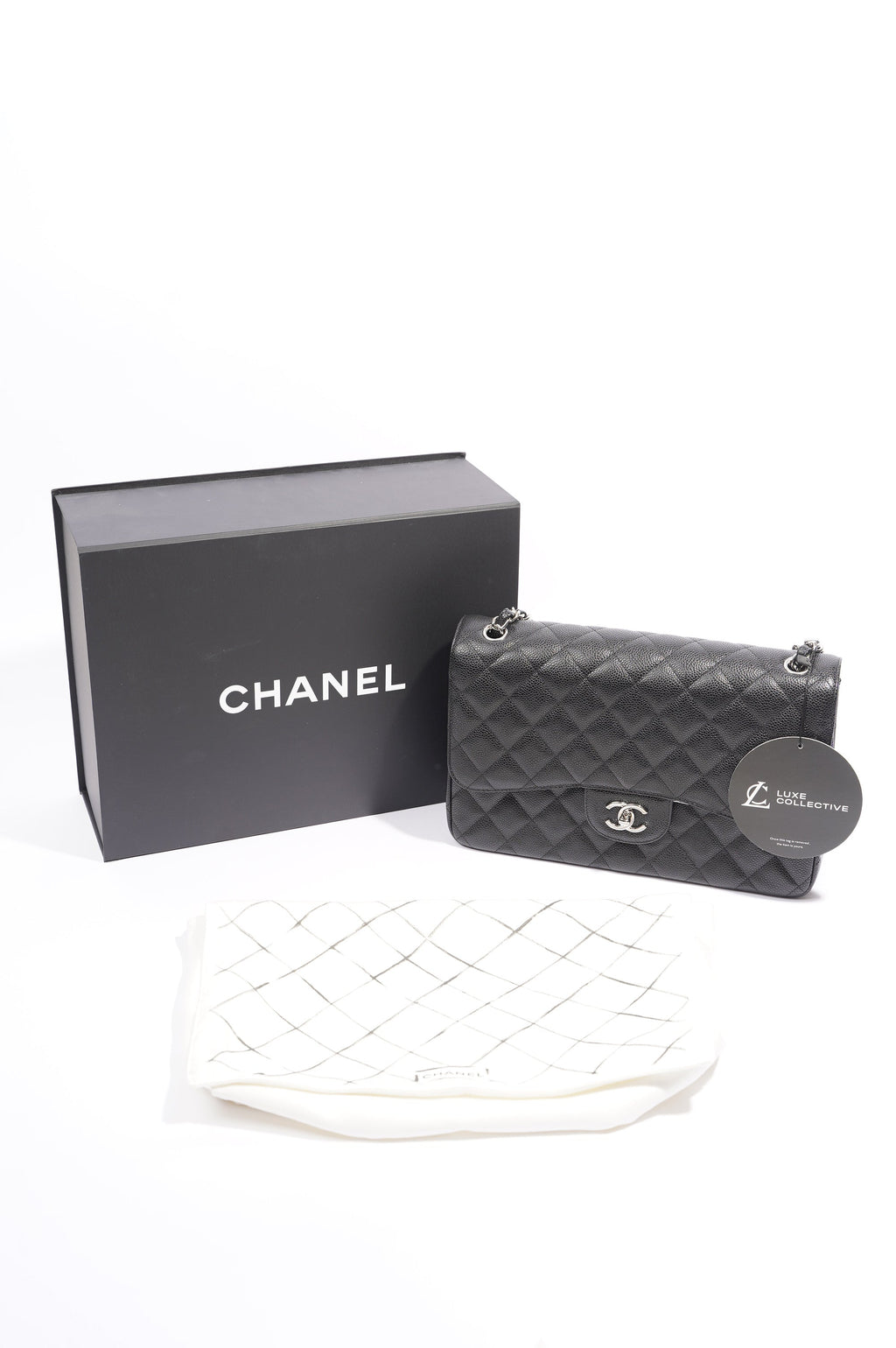 Chanel Womens Classic Flap Black Caviar Large