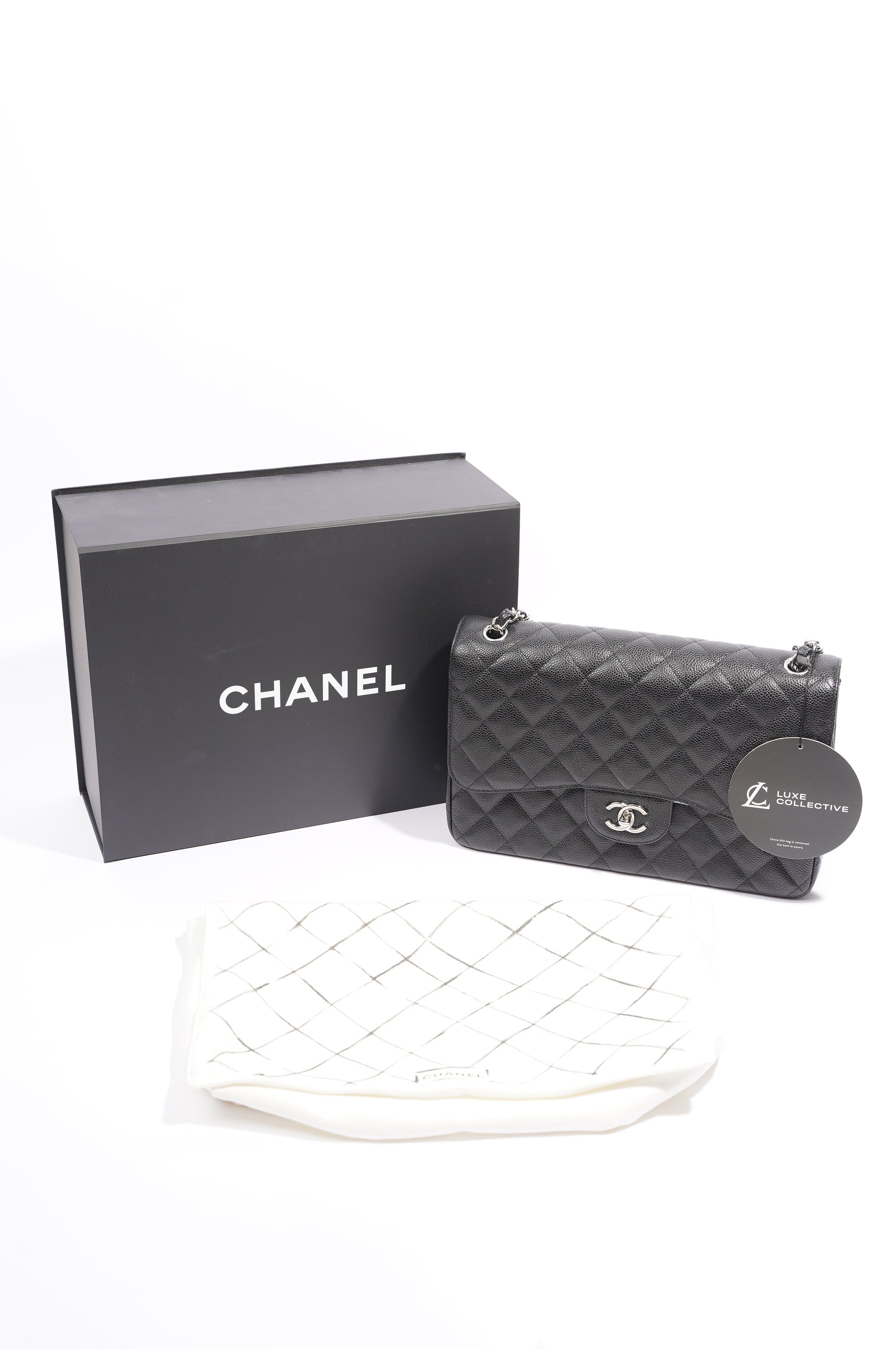 Chanel Womens Classic Flap Black Caviar Large