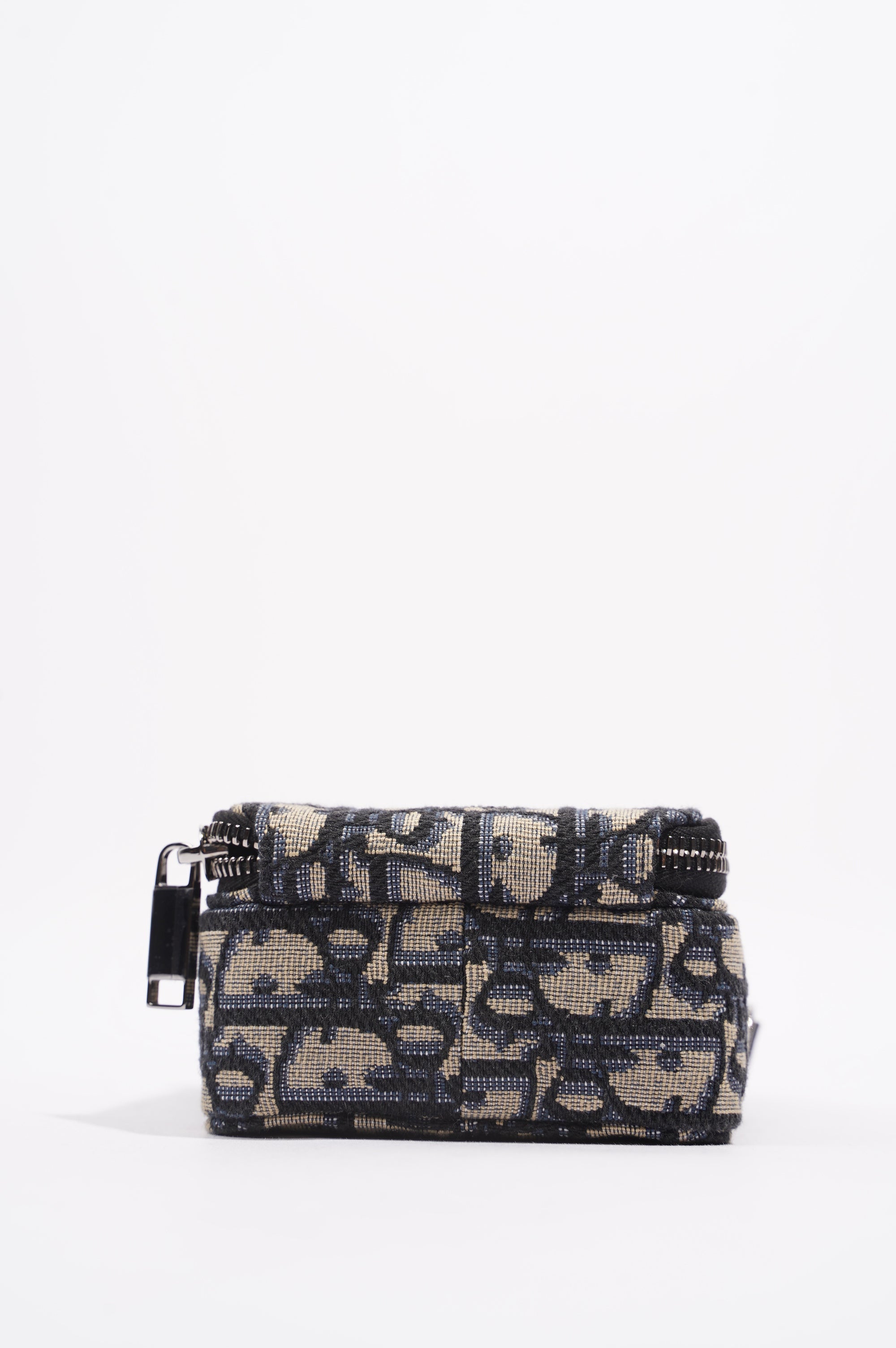 Christian Dior Mens Rider Pouch Oblique Blue / White Canvas Micro